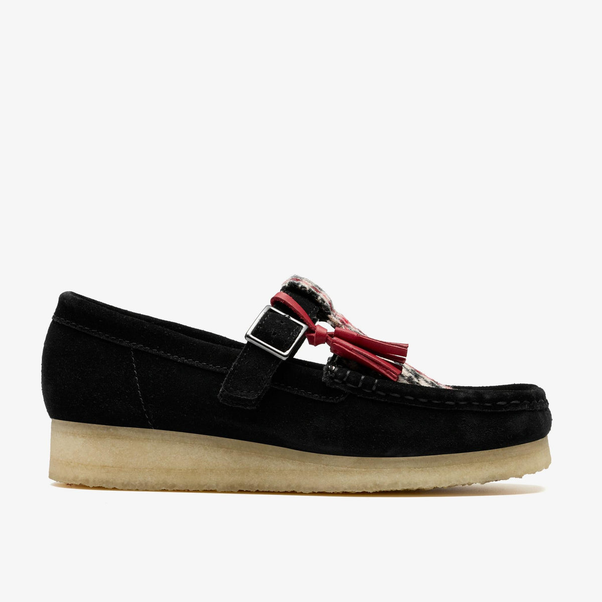 Clarks Originals Wallabee T-Bar Women's Black Tweed Combi Textile 26183811