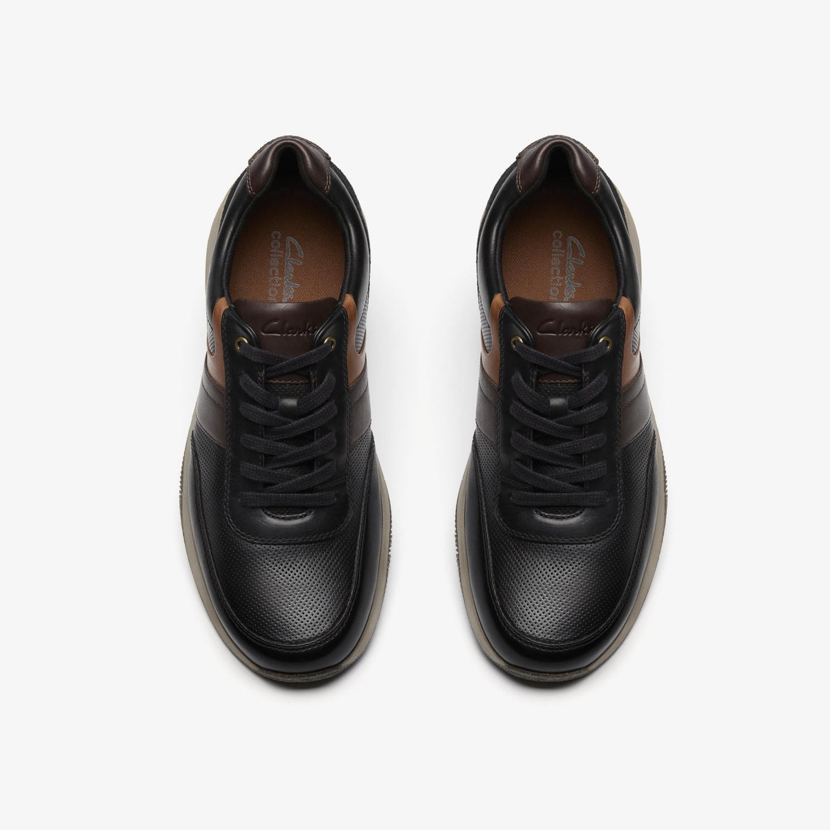 Clarks Townview Style Men's Black Leather 26184811 — top view