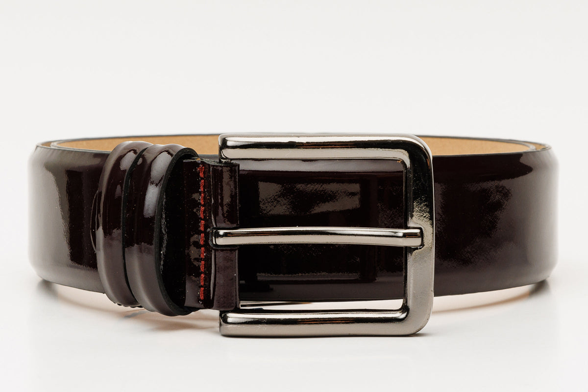 Vinci Leather The Dodoma Burgundy Patent Leather Belt – product view 7