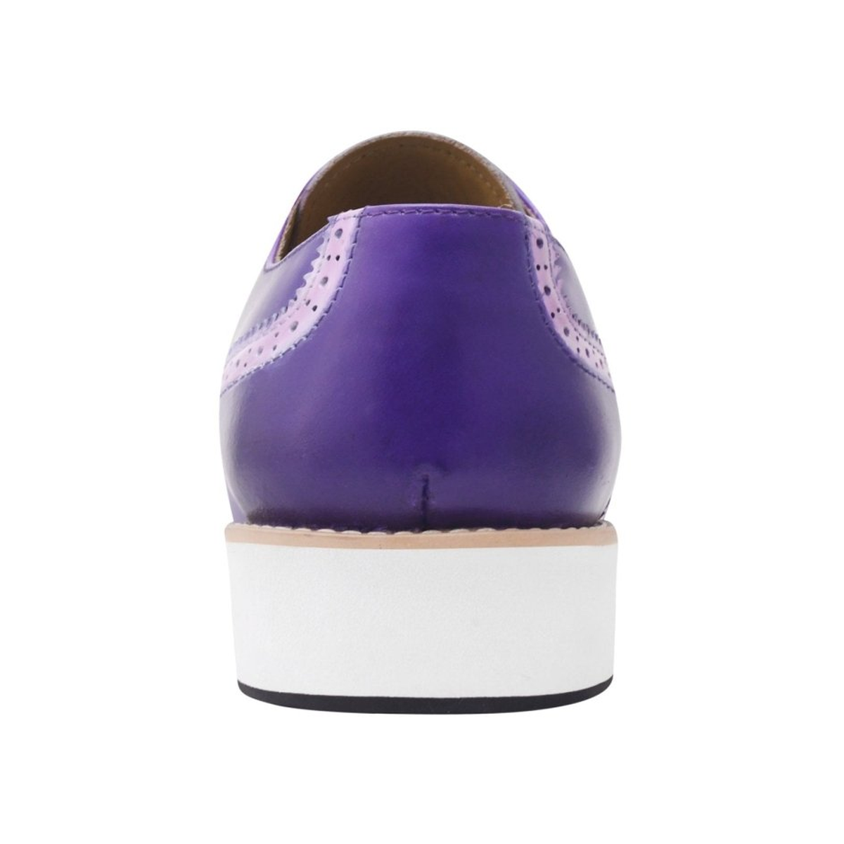 Liberty Zeno Roy men’s leather wingtip shoe in Purple, straight rear view