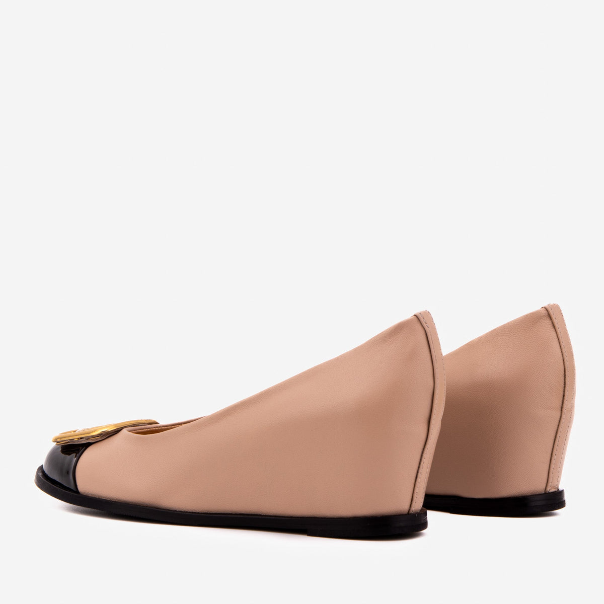 Vinci Leather The Selene Beige & Black Leather Wedge Heel Women Shoe – product view 6