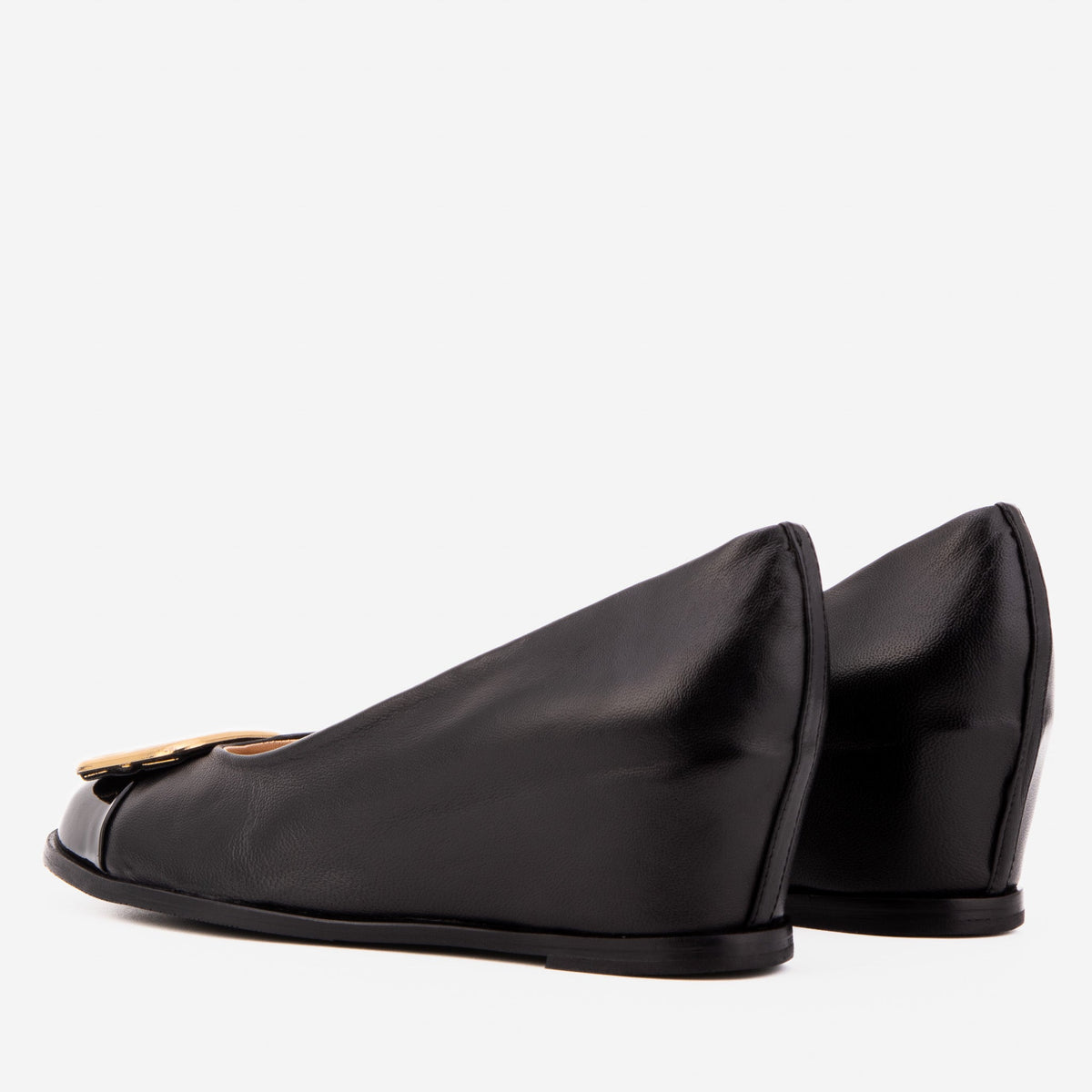Vinci Leather The Selene Black Leather Wedge Heel Women Shoe – product view 5