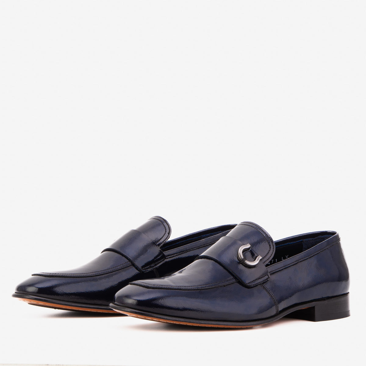 Vinci Leather The Blackwell Navy Patent Bit Loafer Men Shoe – product view 2