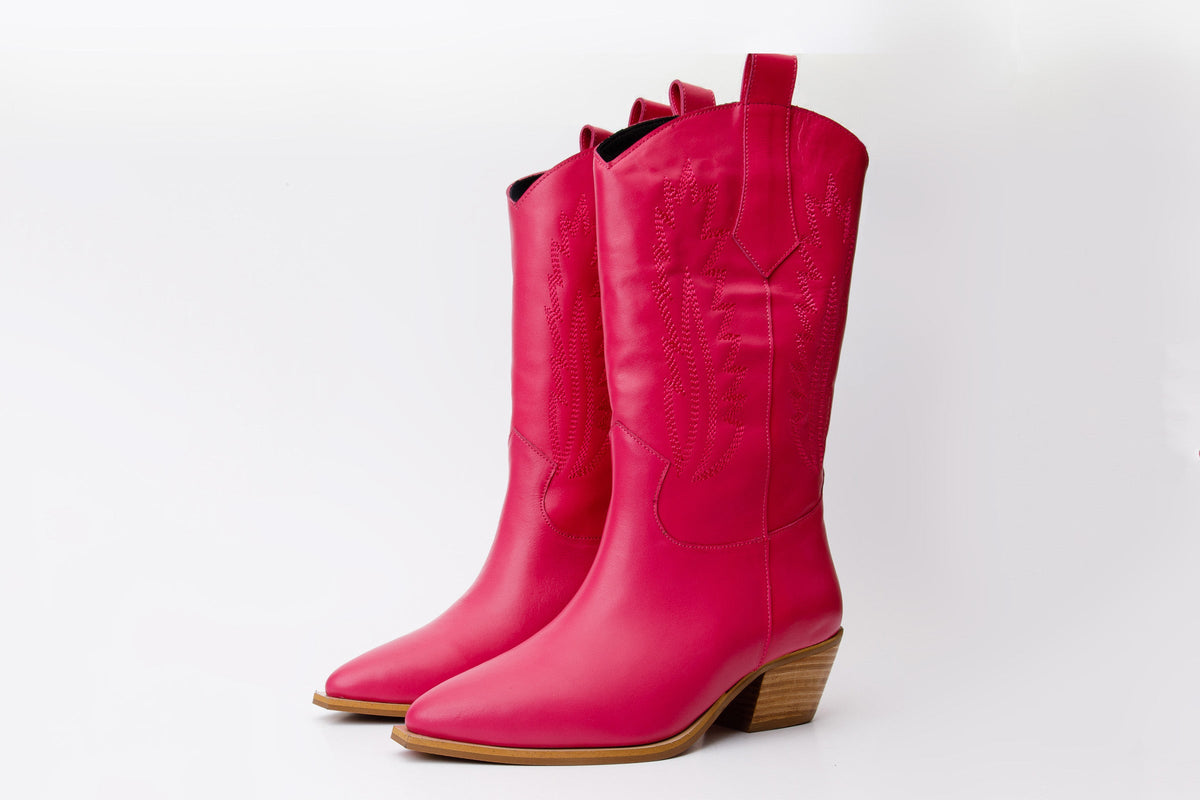 Vinci Leather The Togg Pink Leather Cowboy Women Boot Final Sale! – product view 2