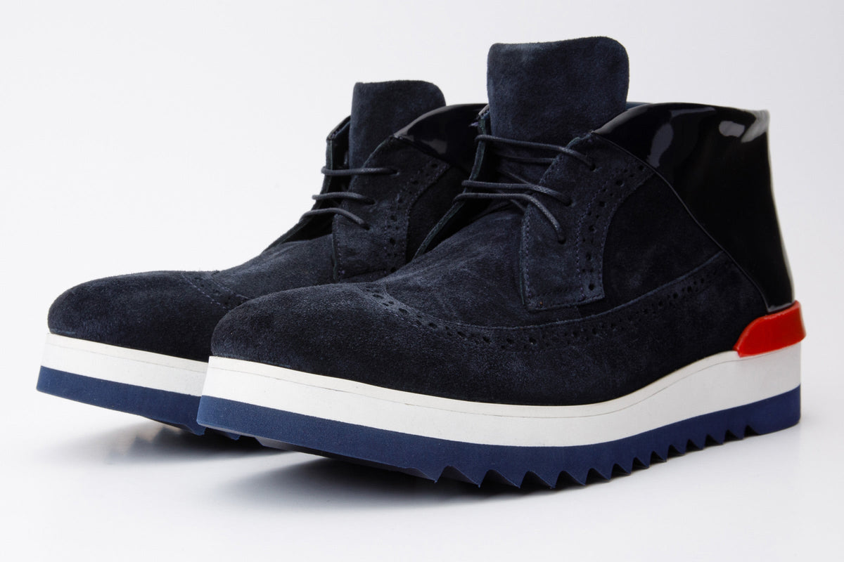 Vinci Leather The Kagan Navy Blue Wingtip Chukka Men Sneaker Boot – product view 2