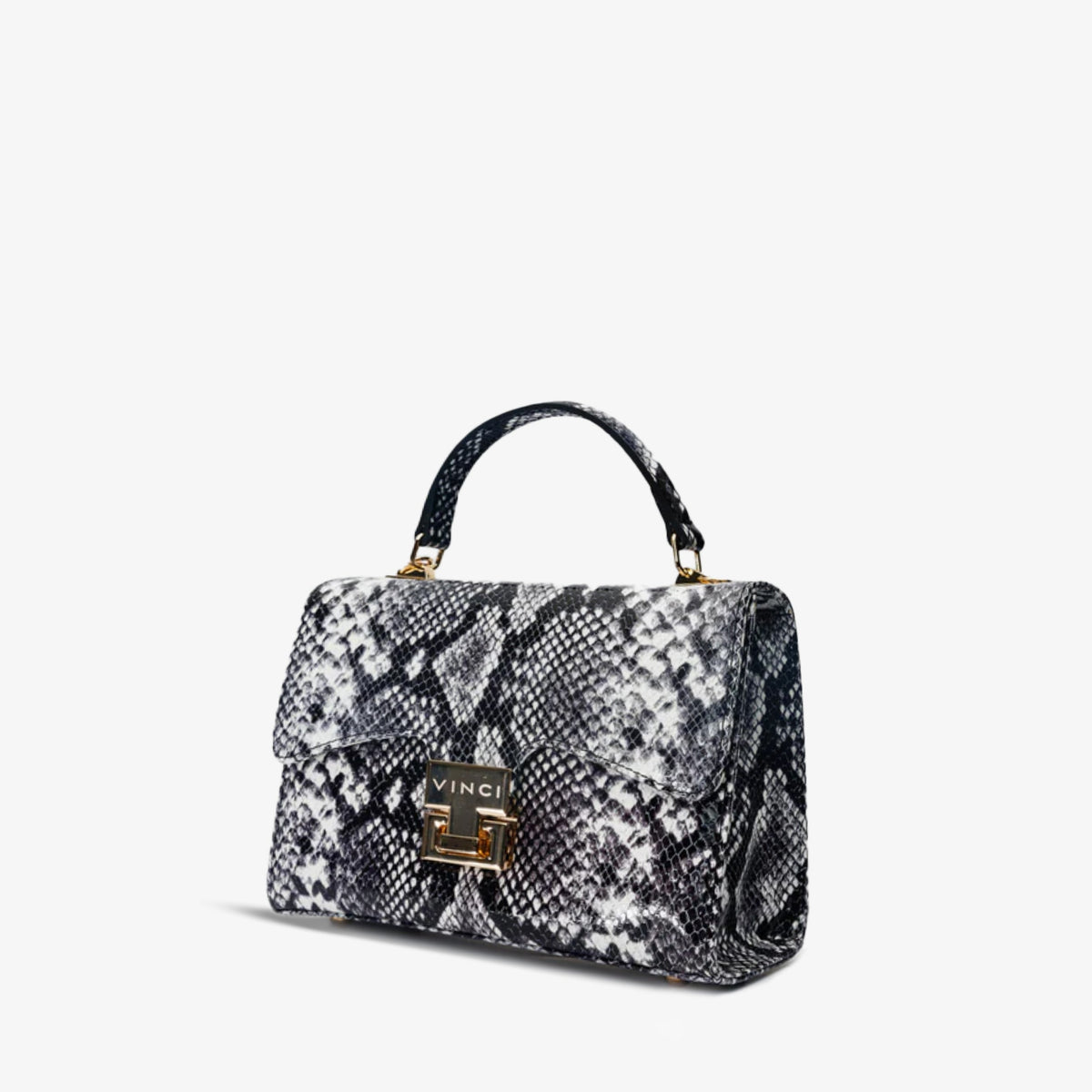 Vinci Leather The Venezia Black & White Leather Handbag – product view 1