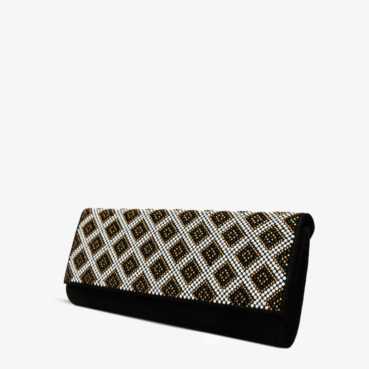 Vinci Leather The Nampula Black Glitter Suede Leather Clutch – product view 1