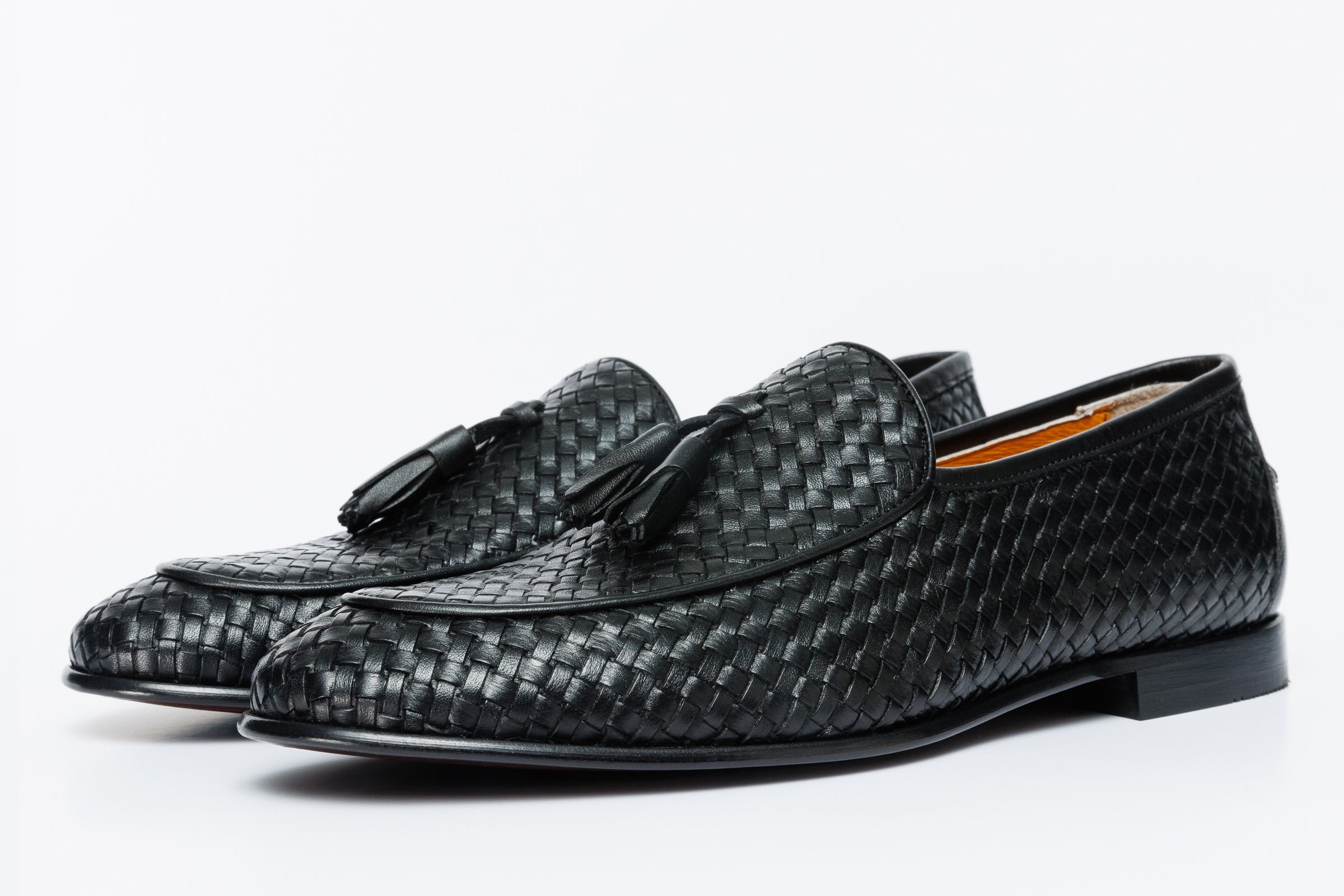 The Mclean Shoe Black Leather Woven Tassel Loafer Men Shoe