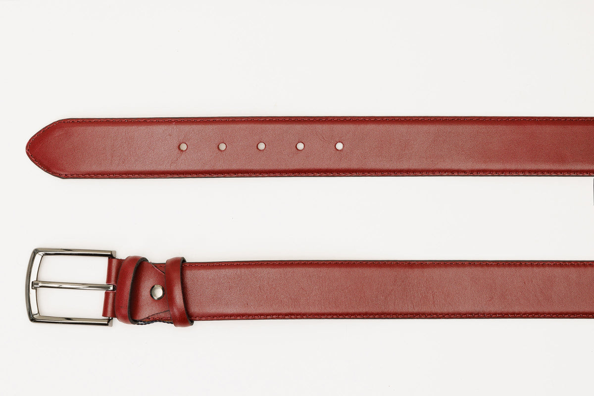Vinci Leather The Royal Hand Craft Burgundy Leather Belt – product view 3
