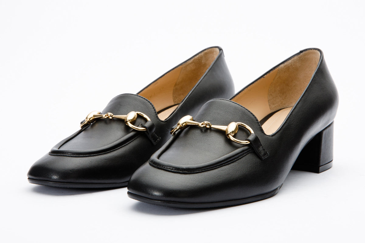 Vinci Leather The Delhi Black Leather Block Heel Pump Women Shoe – product view 2