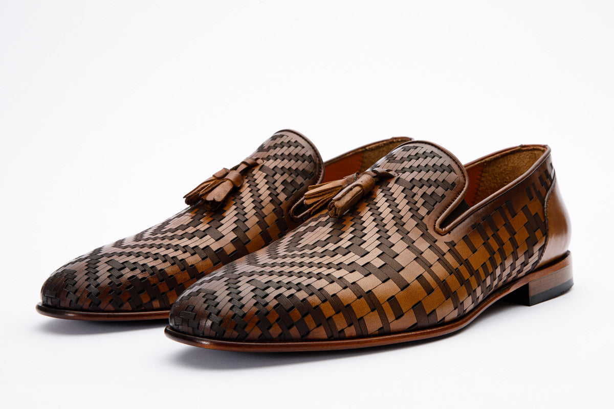 Vinci Leather The Meram Brown Leather Tassel Slip-On Loafer Men Shoe – product view 2
