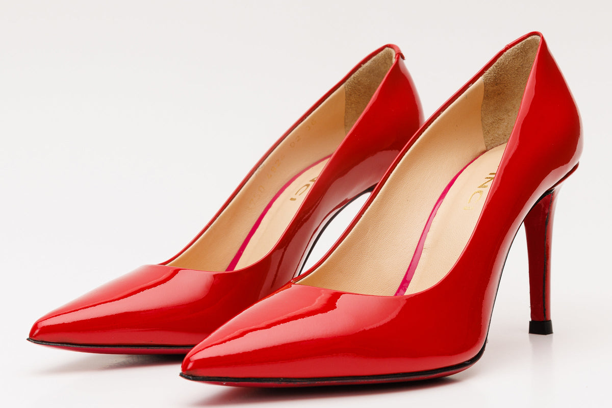 Vinci Leather The Ege Red Leather Pump Fuchsia Sole Women Shoe – product view 2