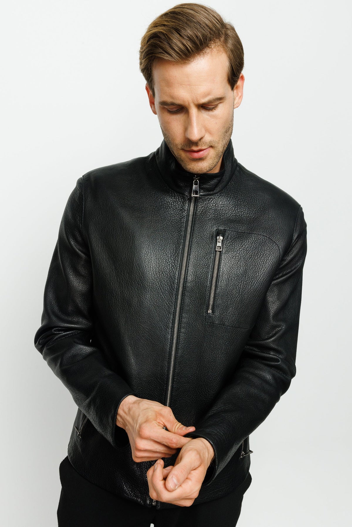 Vinci Leather The Blanchard Black Leather Men Jacket – product view 7