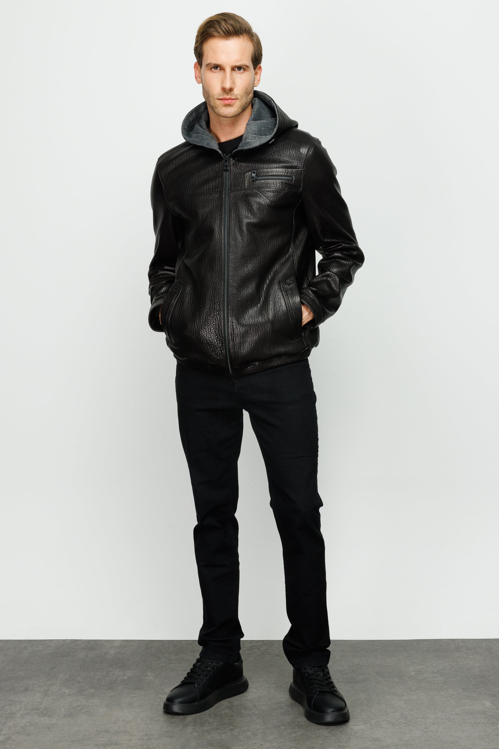 The Byron Ribi Black Leather Men Jacket