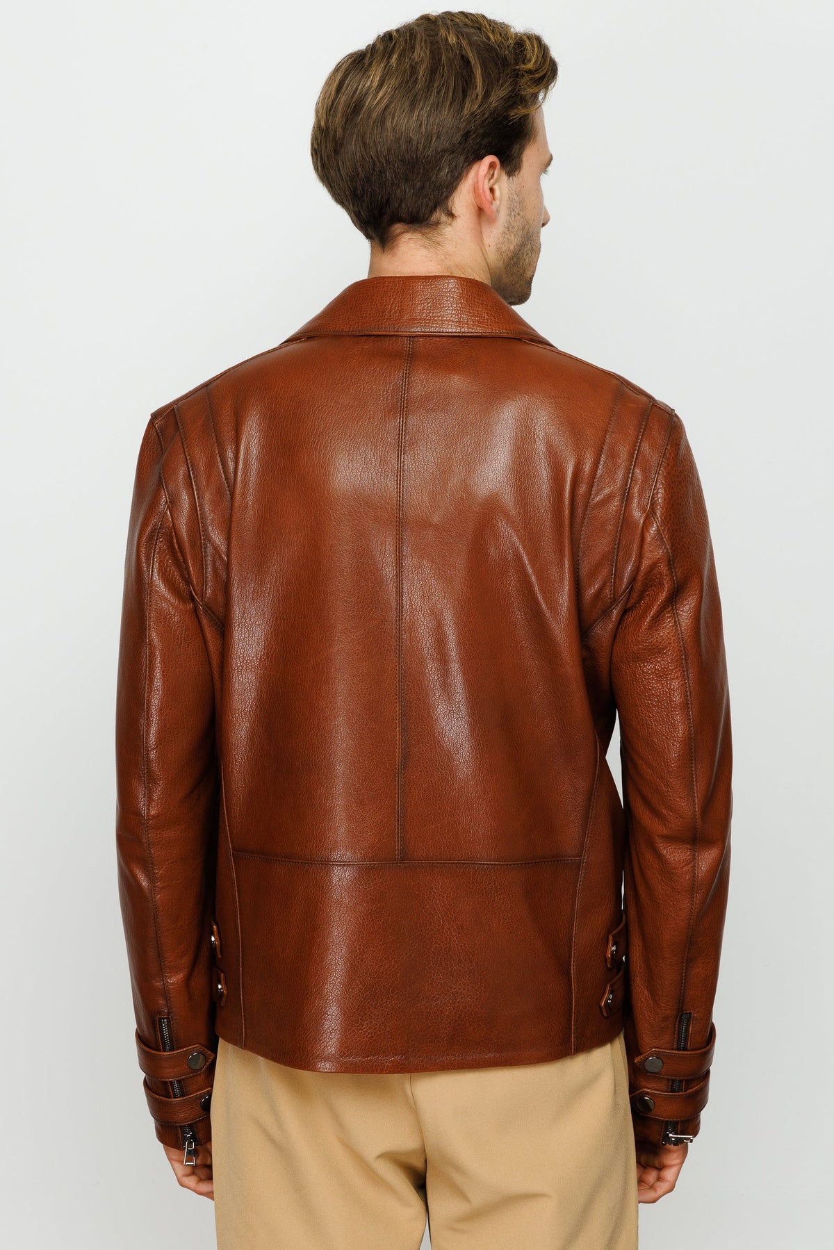 Vinci Leather The Monola Tan Leather Men Jacket – product view 14