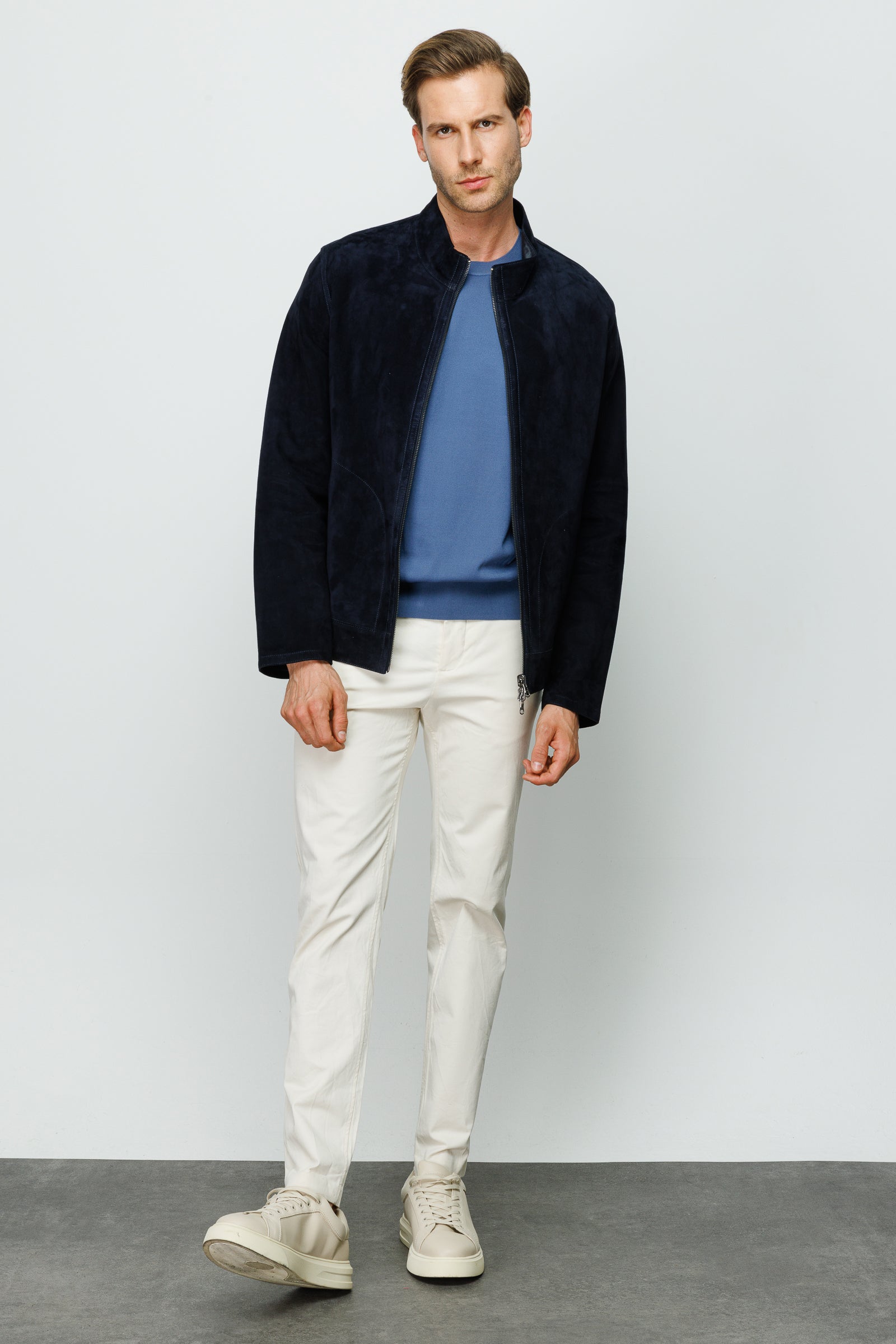 The Alba Navy Leather Men Jacket