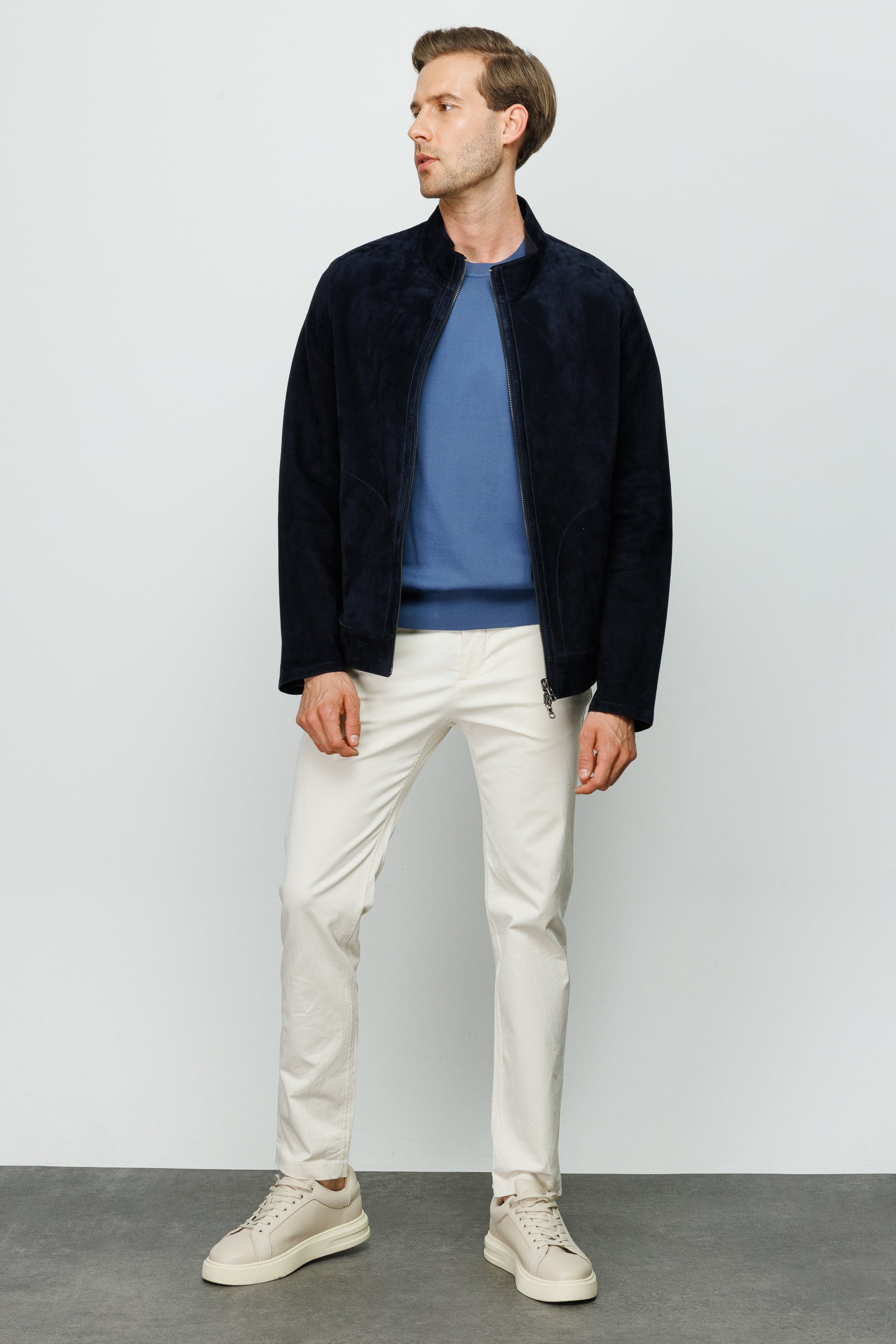 The Alba Navy Leather Men Jacket
