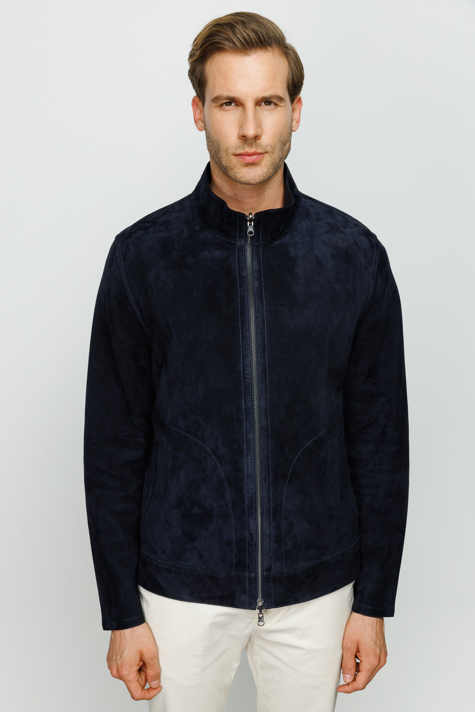 The Alba Navy Leather Men Jacket