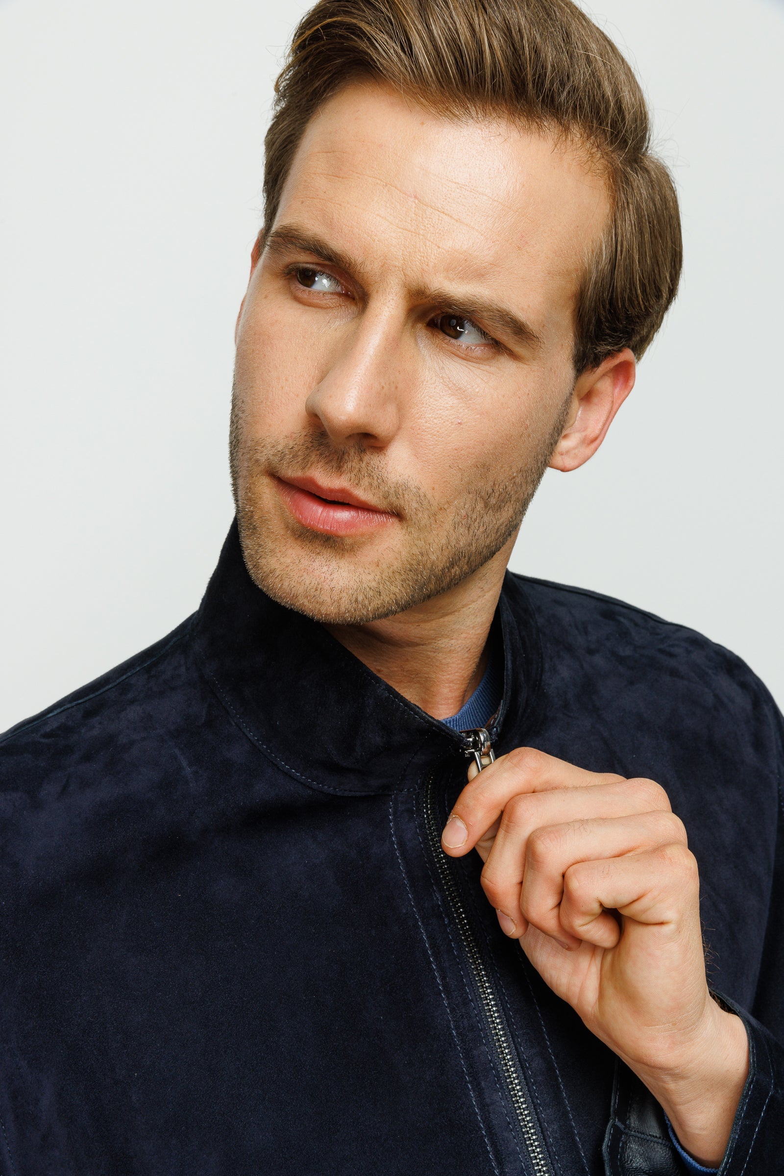 The Alba Navy Leather Men Jacket