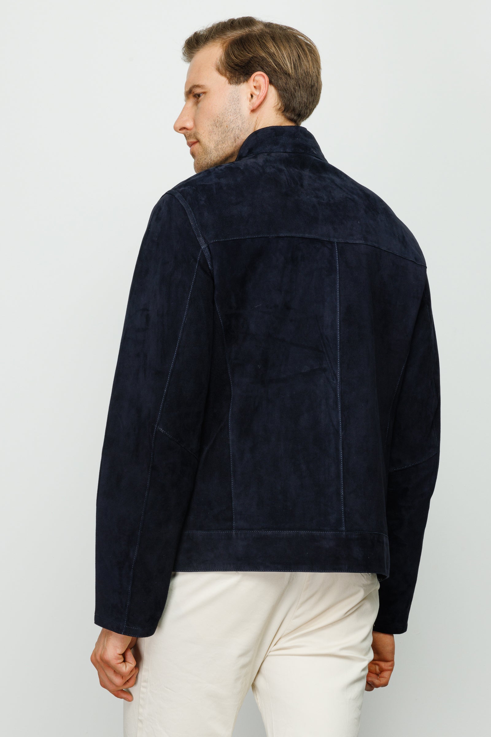 The Alba Navy Leather Men Jacket