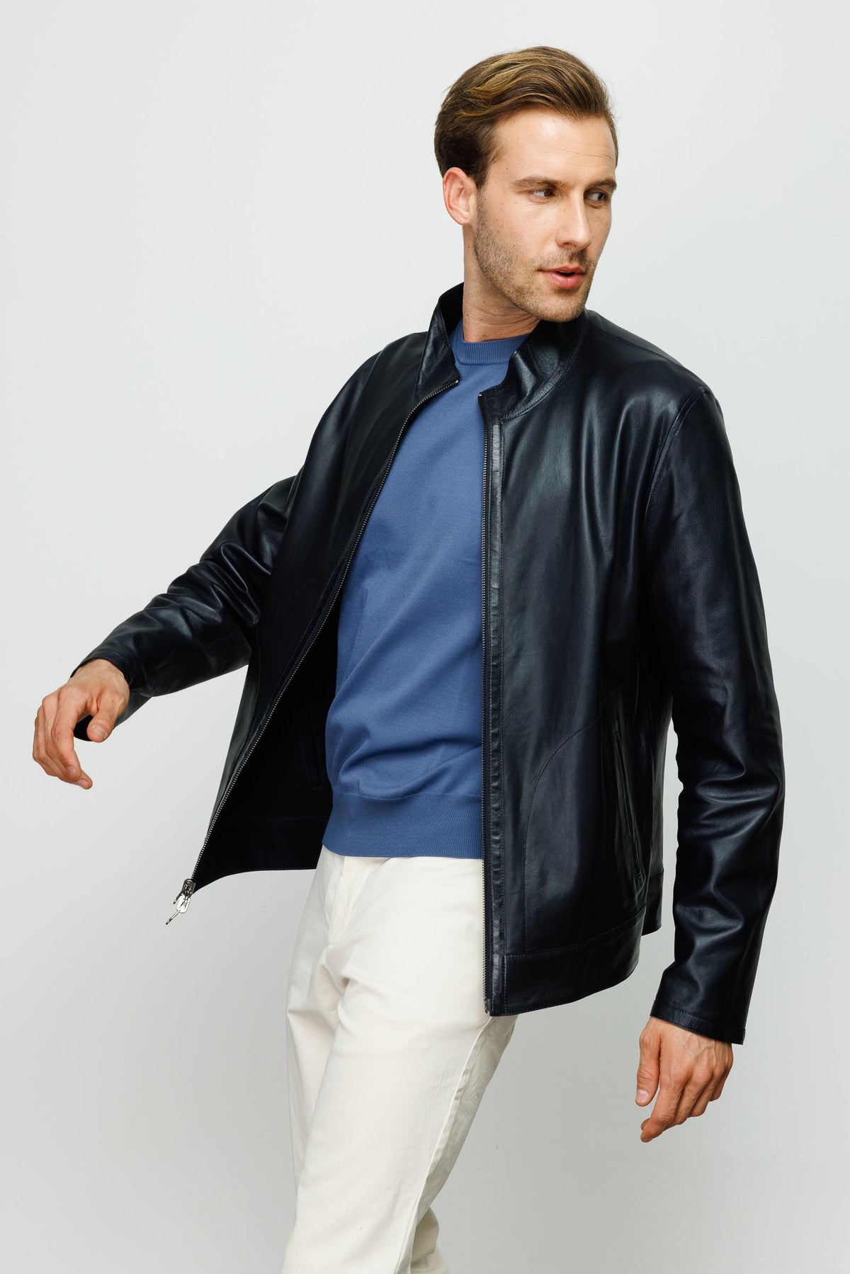 Vinci Leather The Del Rio Leather Black Men Jacket – product view 6