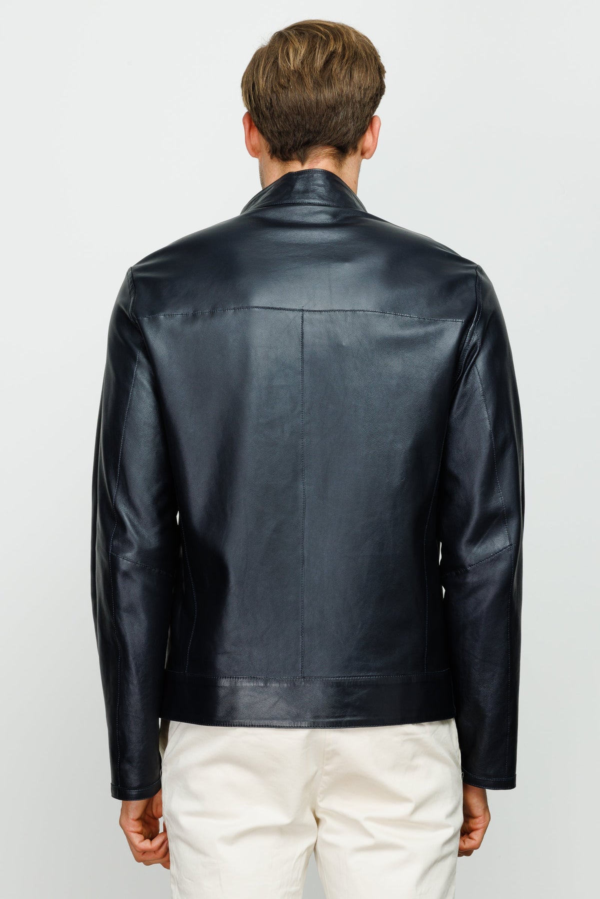 Vinci Leather The Del Rio Dark Blue Leather Men Jacket – product view 6