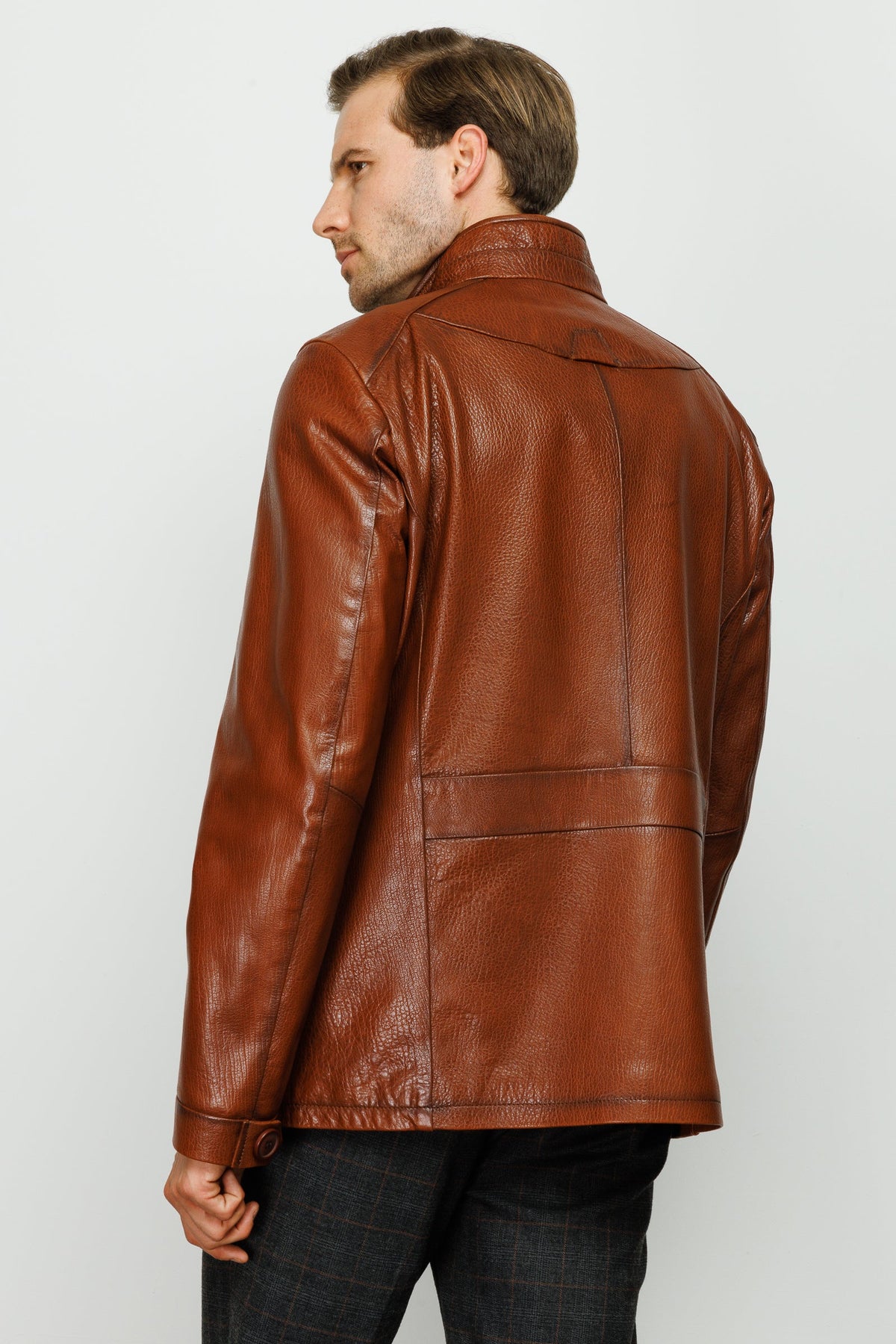 Vinci Leather The Barclay Brown Leather Men Jacket – product view 5