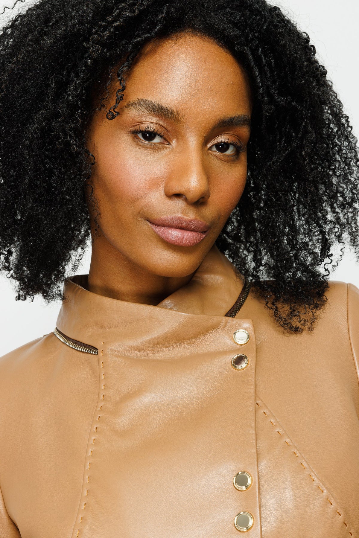 Vinci Leather The Olmetti Tan Leather Women Jacket – product view 5