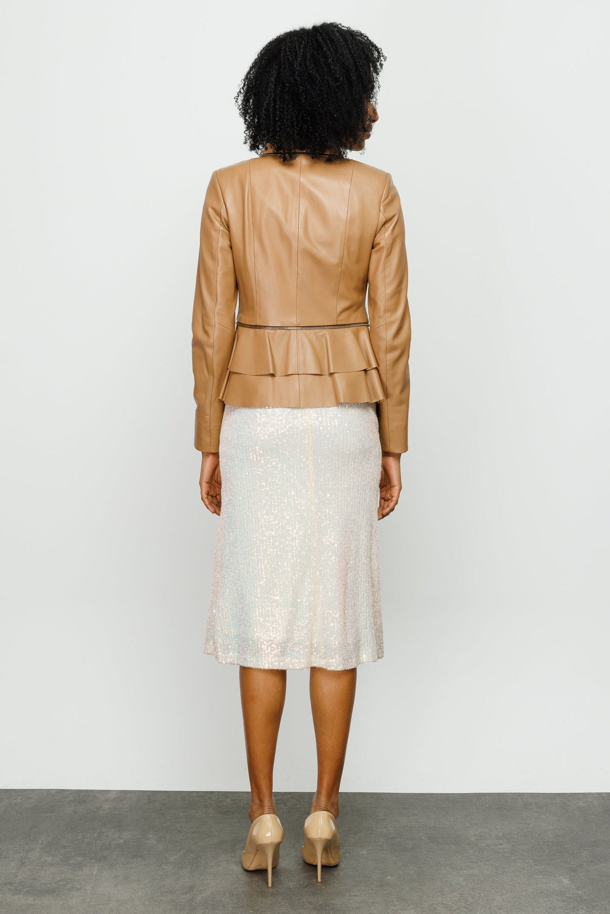 Vinci Leather The Olmetti Tan Leather Women Jacket – product view 4