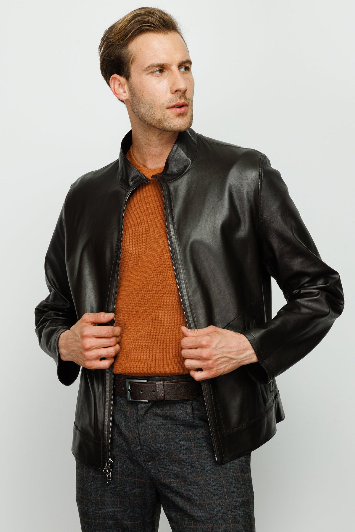 Vinci Leather The Del Rio Leather Black Men Jacket – product view 1