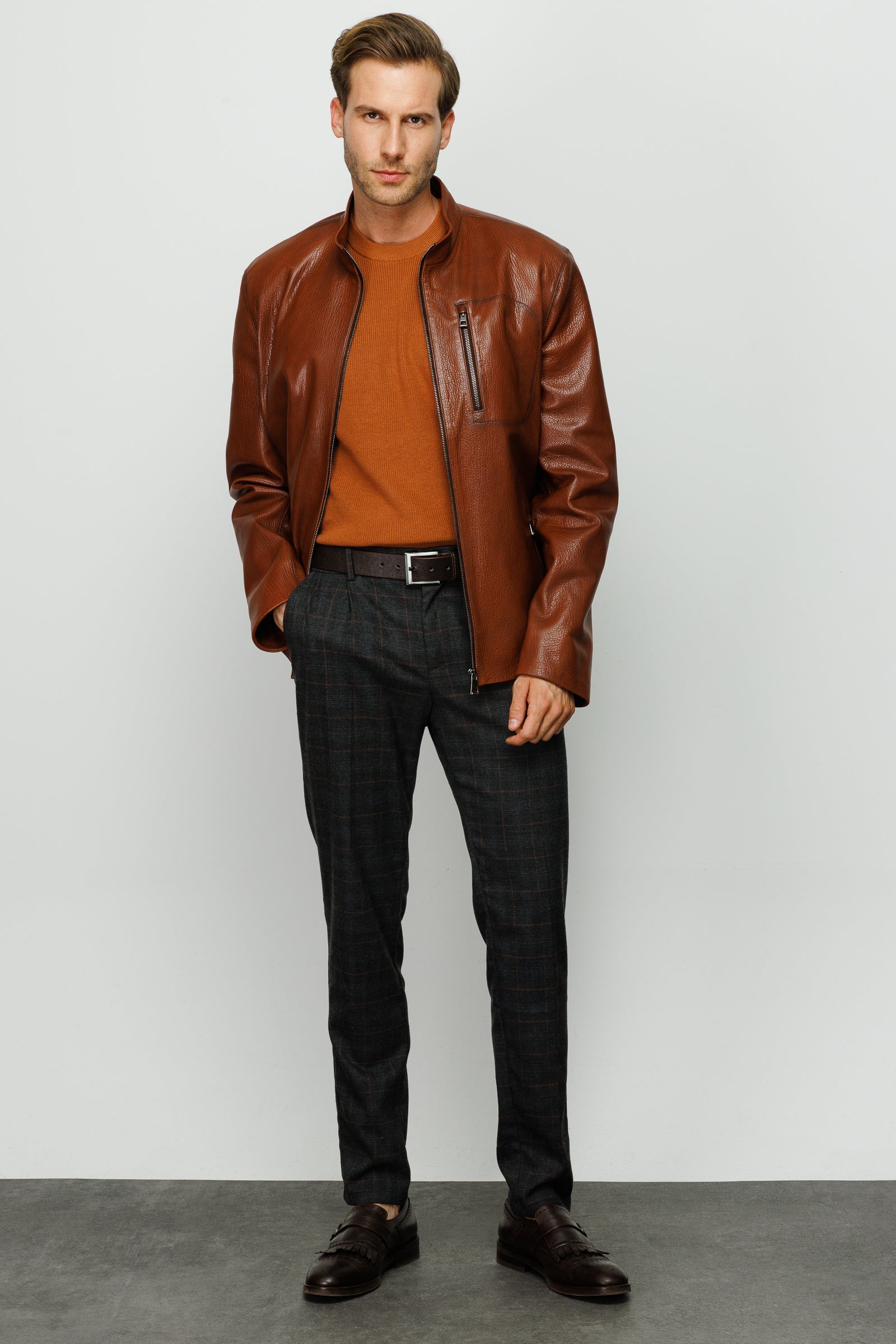 The Blanchard Brown Leather Men Jacket