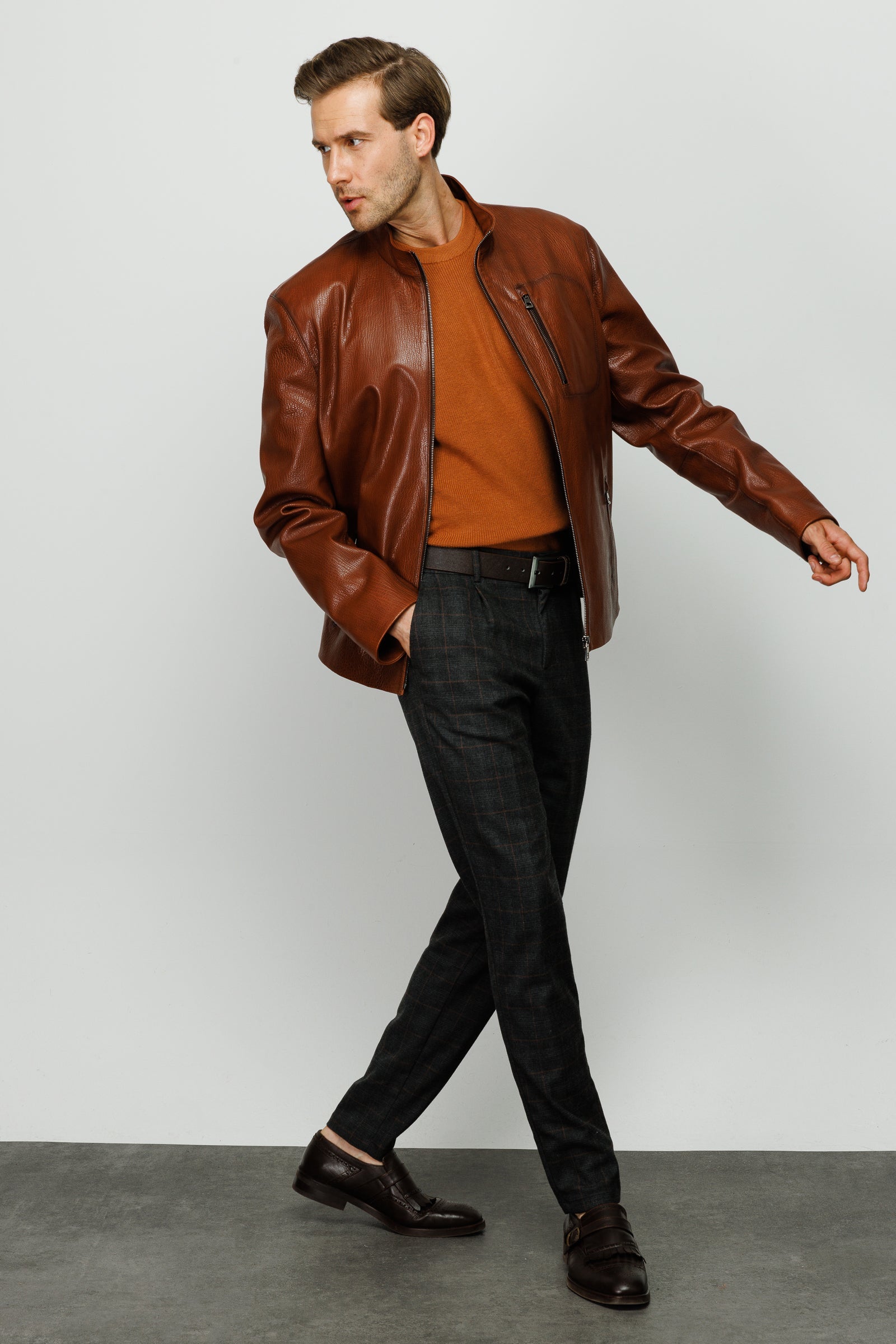 The Blanchard Brown Leather Men Jacket