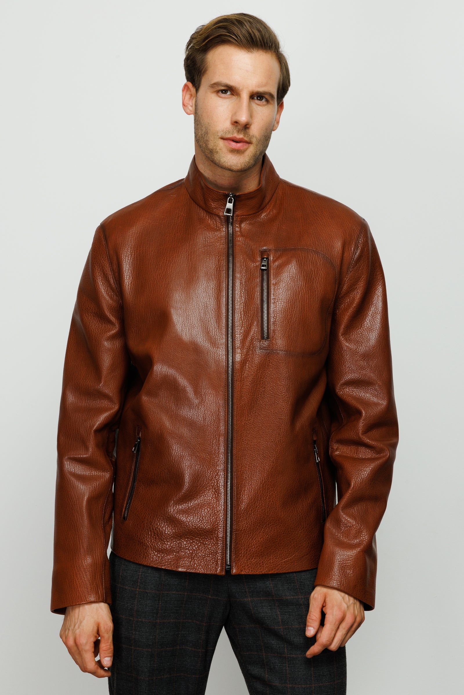 The Blanchard Brown Leather Men Jacket