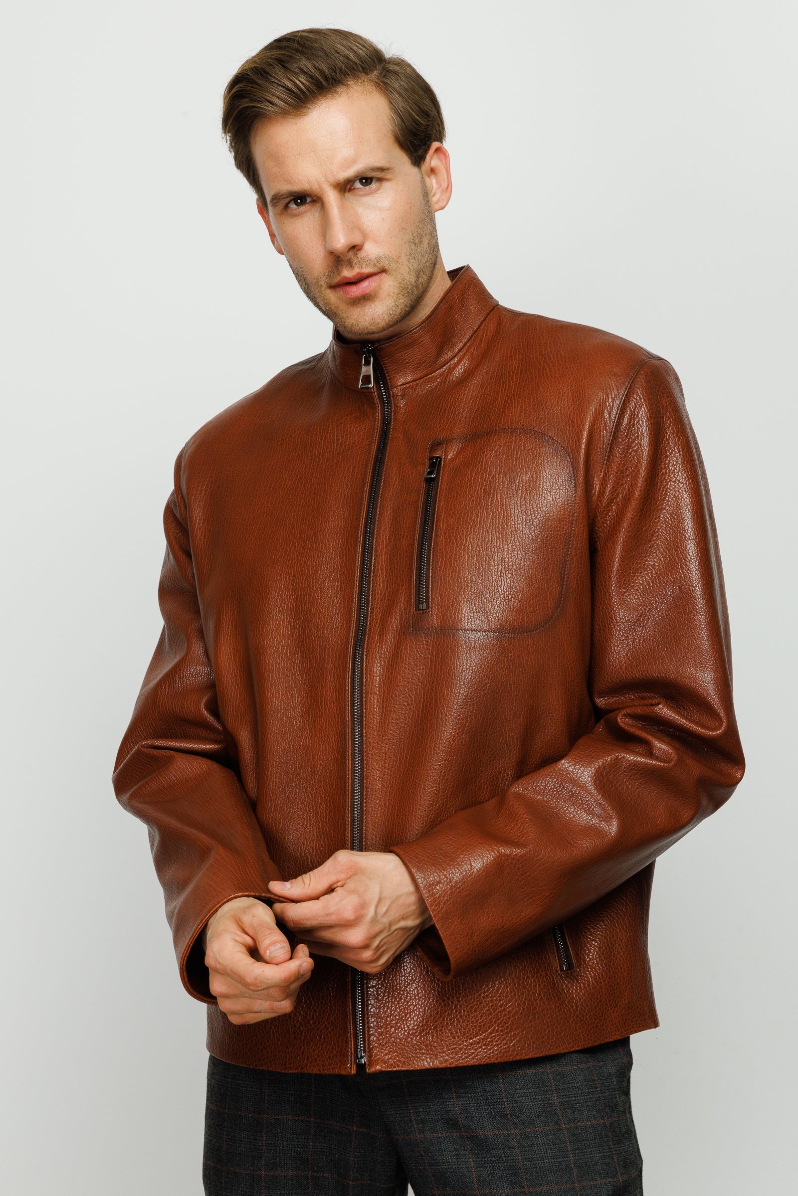 The Blanchard Brown Leather Men Jacket