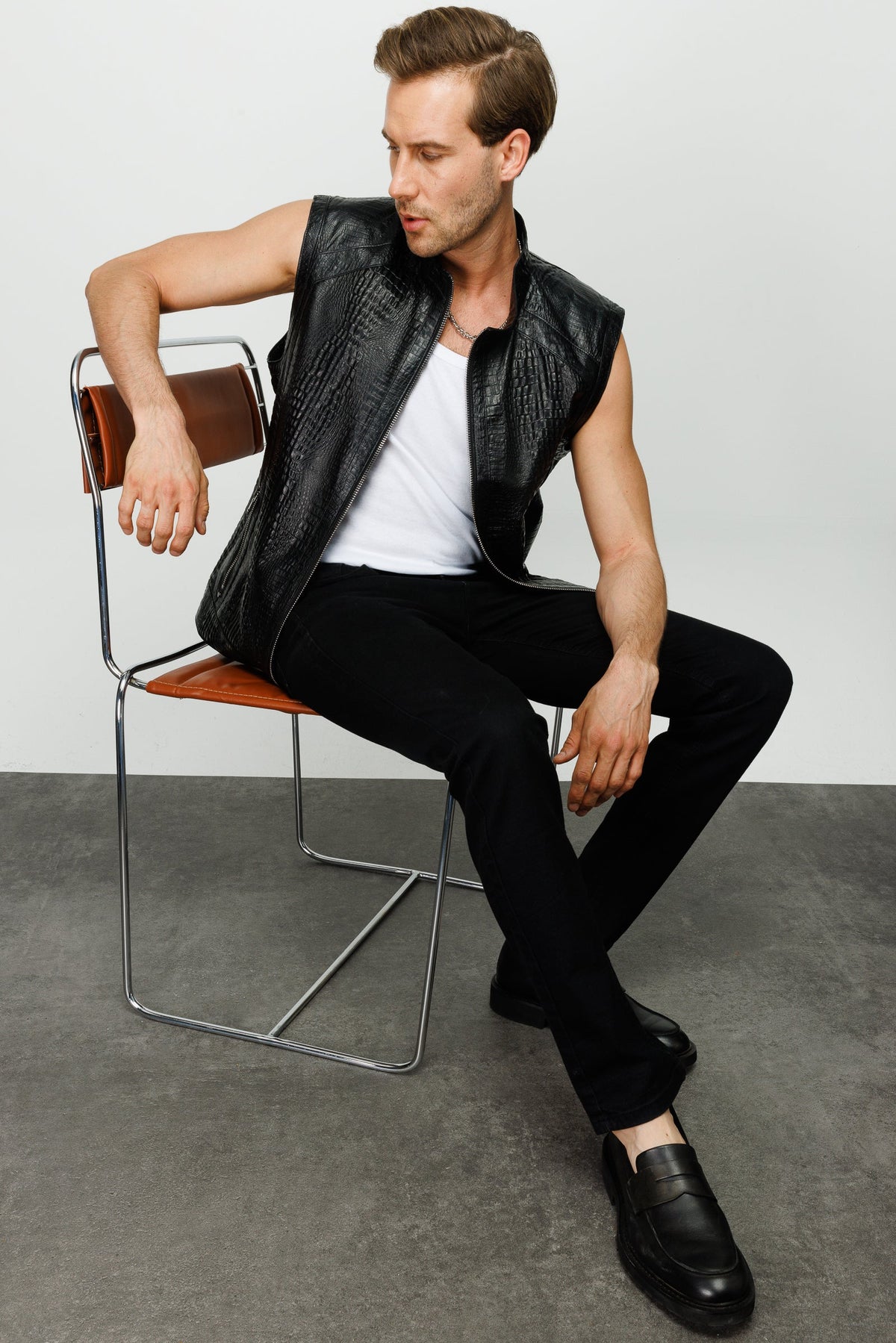 Vinci Leather The Veyo Black Leathern Vest Men Jacket – product view 11