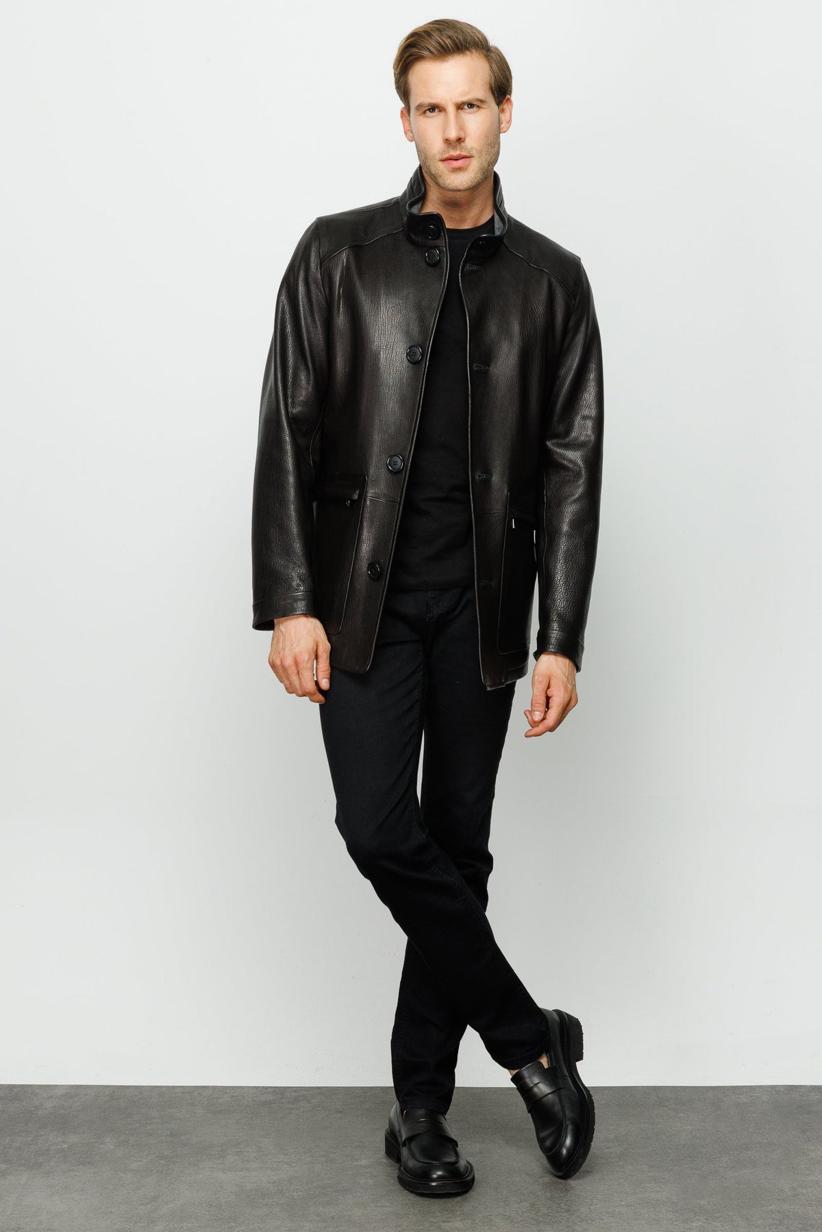 Vinci Leather The Barclay Black Leather Men Jacket – product view 7