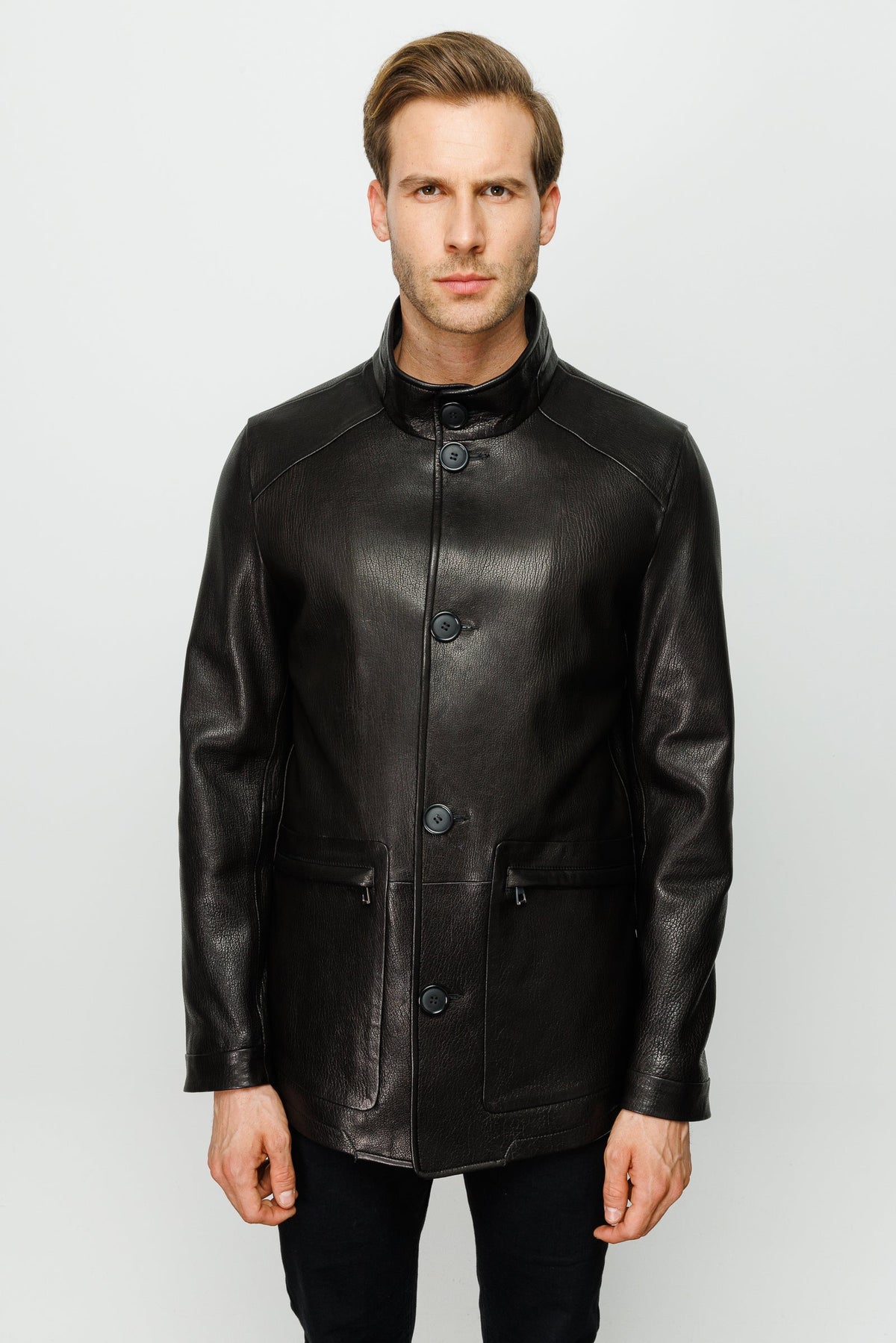 Vinci Leather The Barclay Black Leather Men Jacket – product view 8