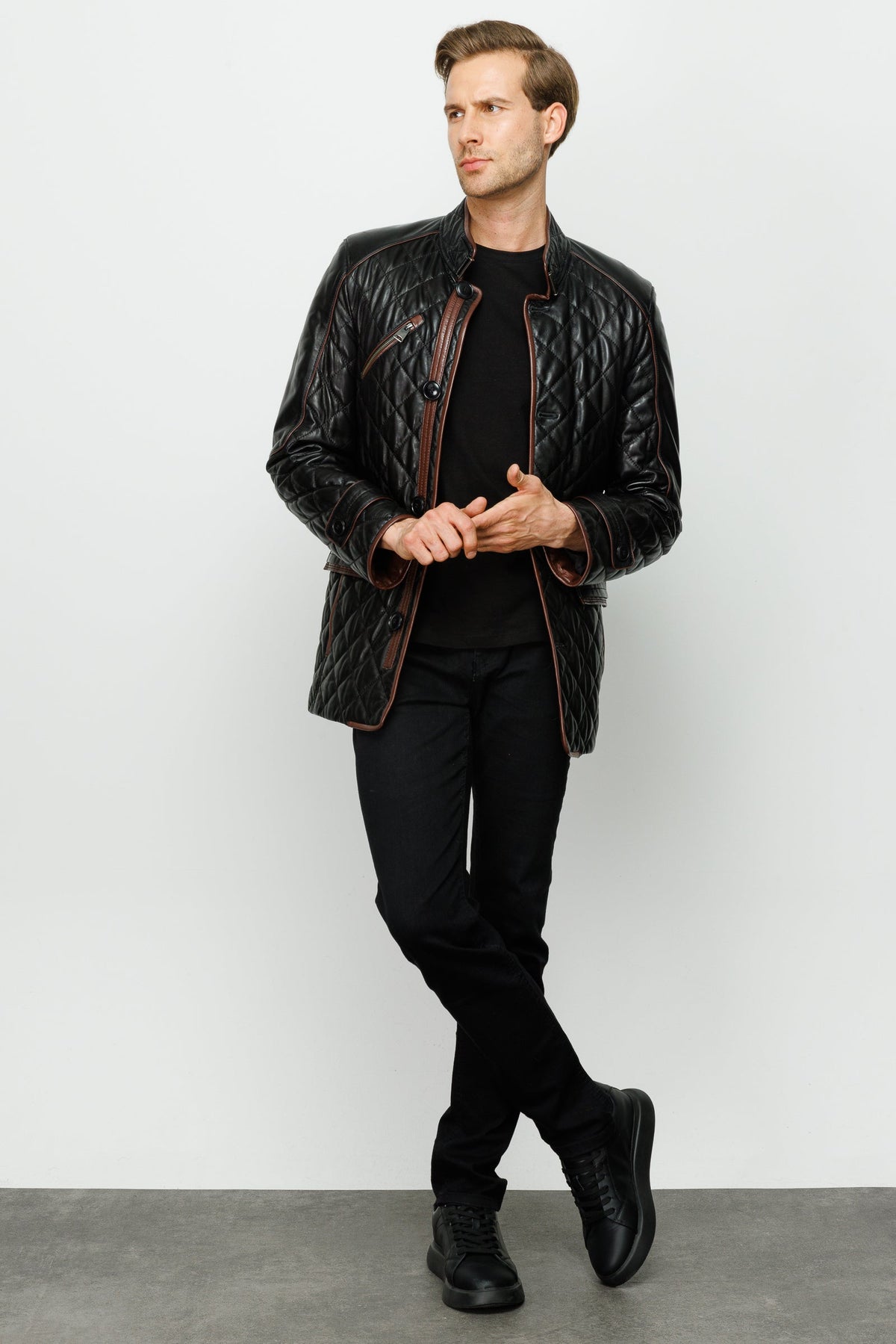 Vinci Leather The Martinez Black Leather Men Jacket – product view 6