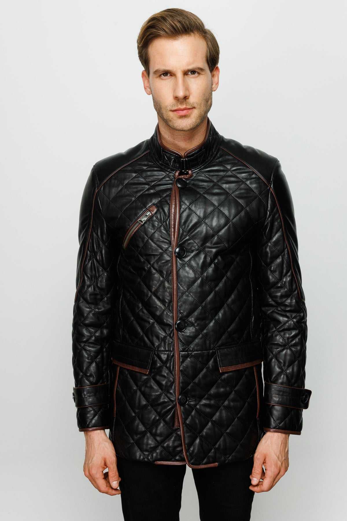 Vinci Leather The Martinez Black Leather Men Jacket – product view 11
