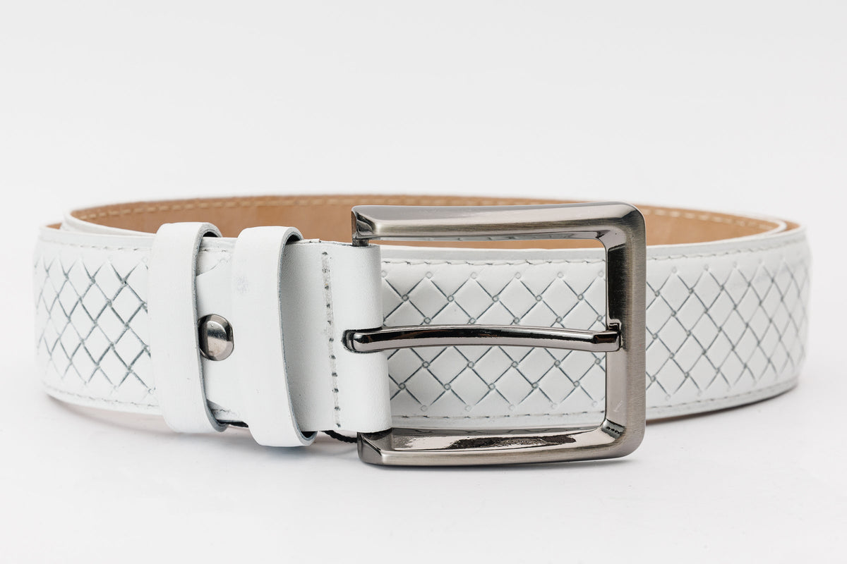 Vinci Leather The Layla White Woven Leather Belt – product view 7
