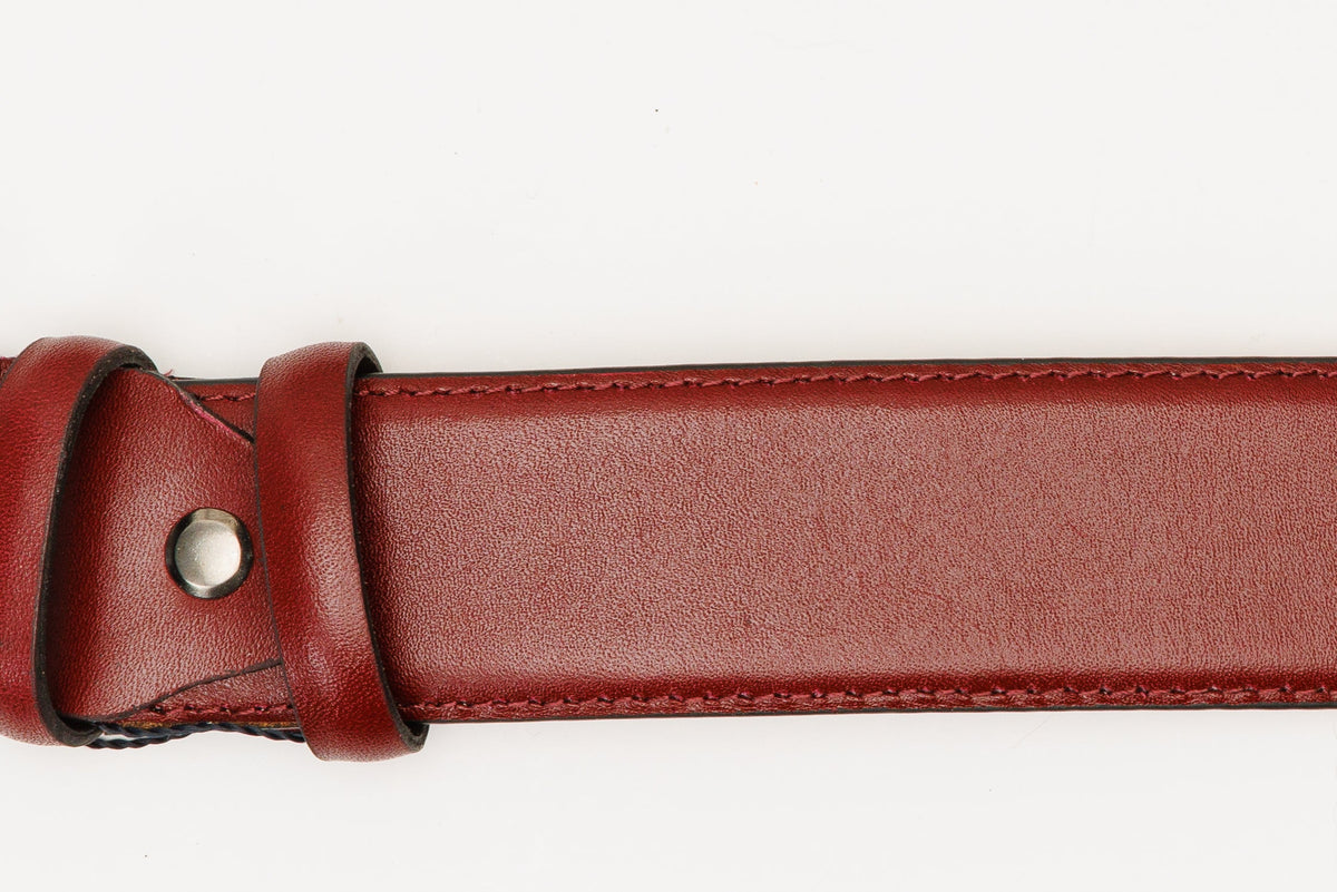 Vinci Leather The Royal Hand Craft Burgundy Leather Belt – product view 4