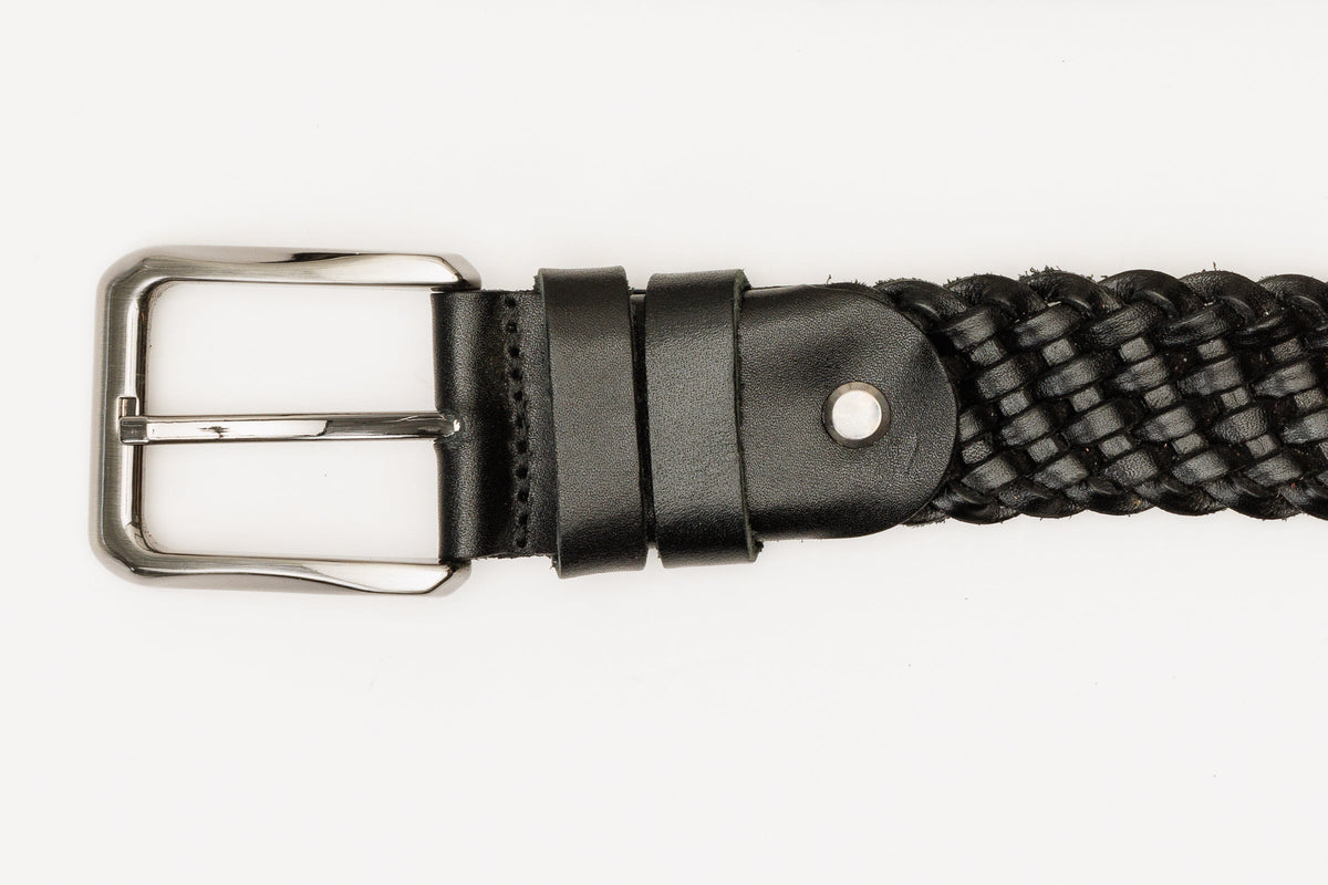 Vinci Leather The Mclean Woven Black Leather Belt – product view 5