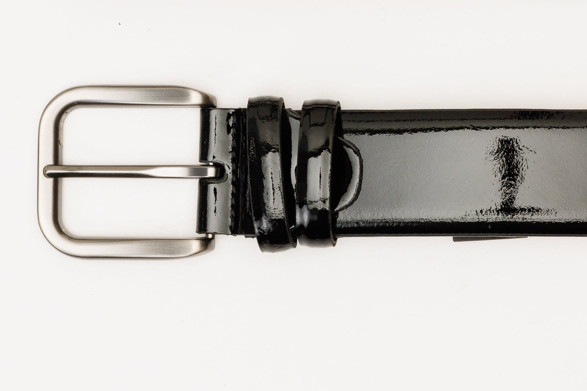 Vinci Leather The Royal Hand Craft Black Patent Leather Belt – product view 6