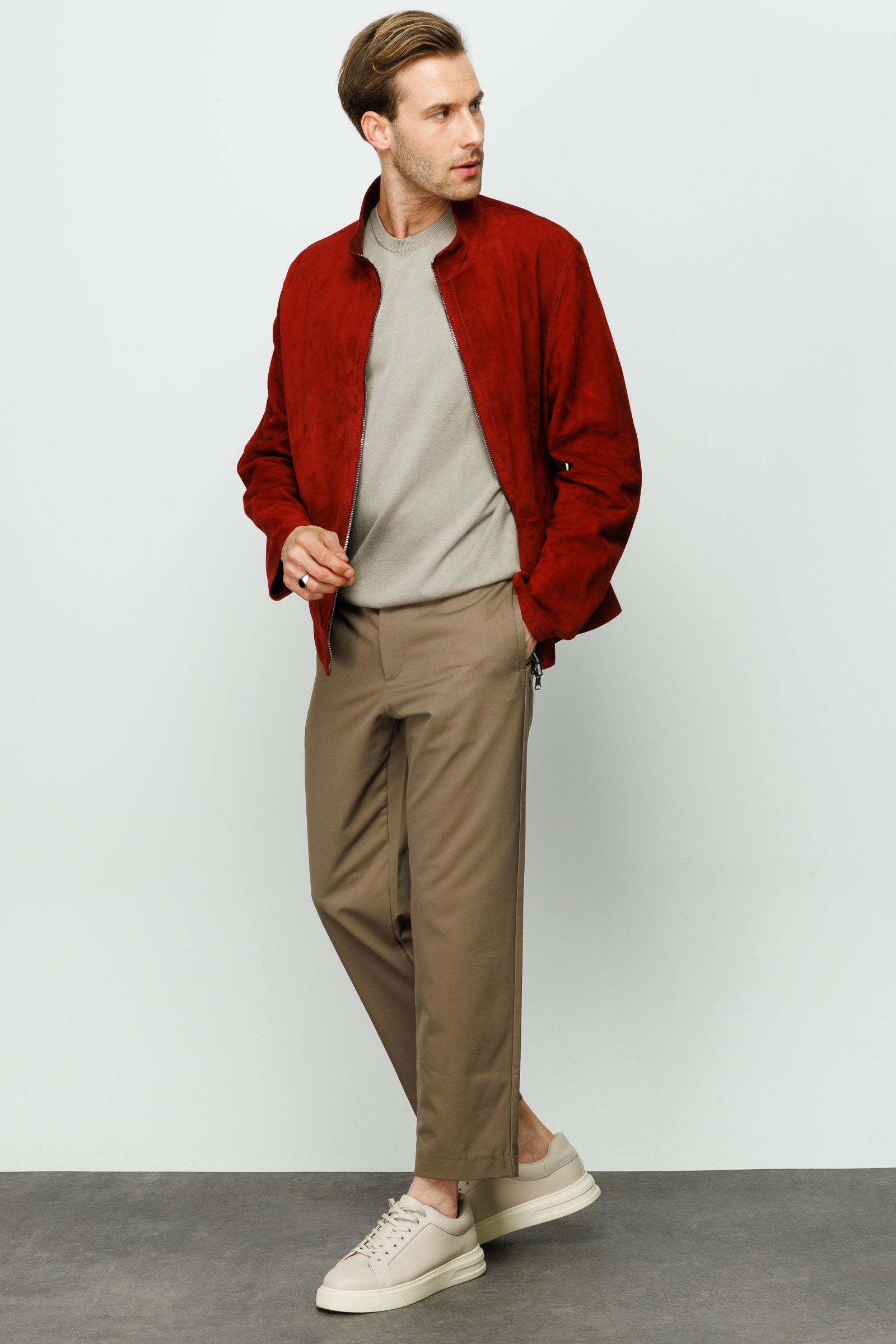 The Alba Burgundy Leather Men Jacket