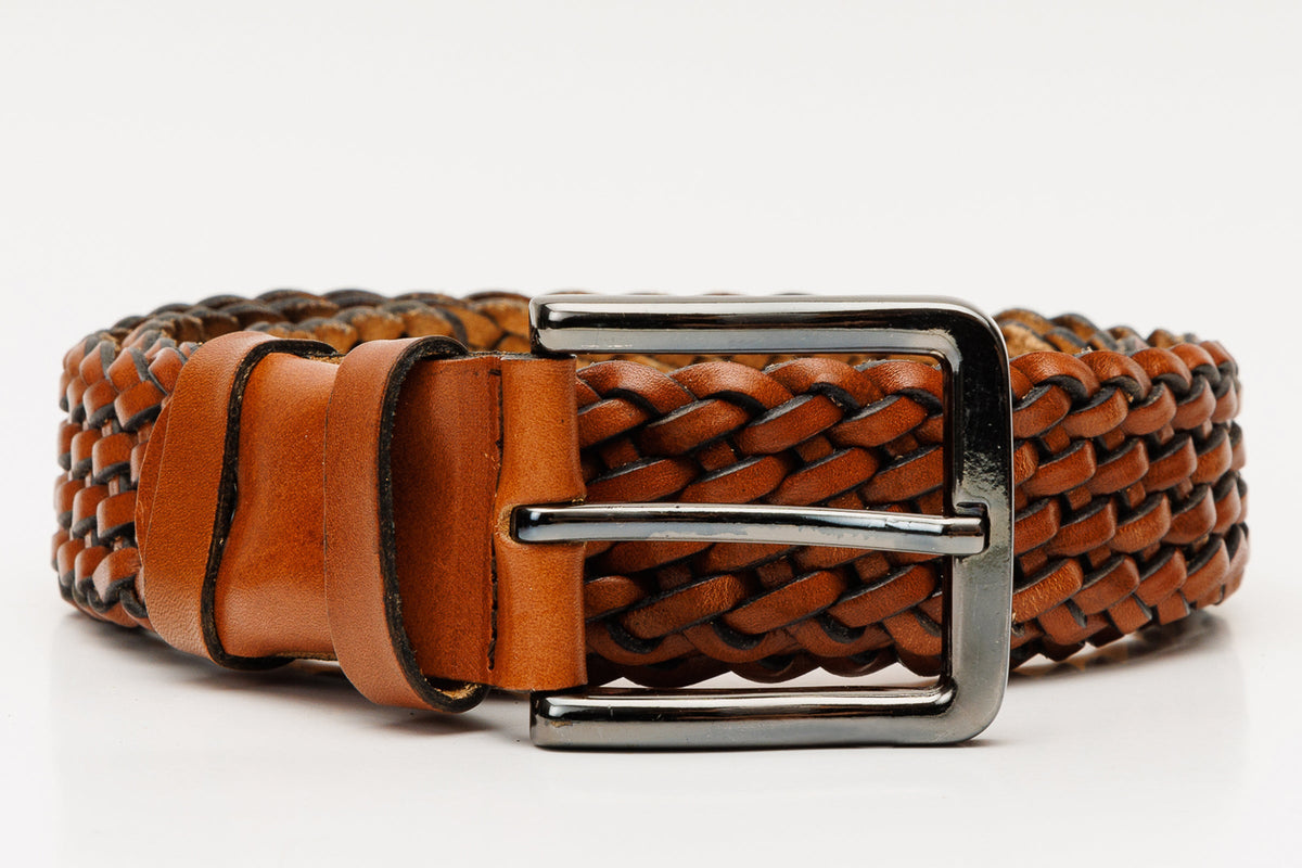 Vinci Leather The Mclean Woven Brown Leather Belt – product view 5