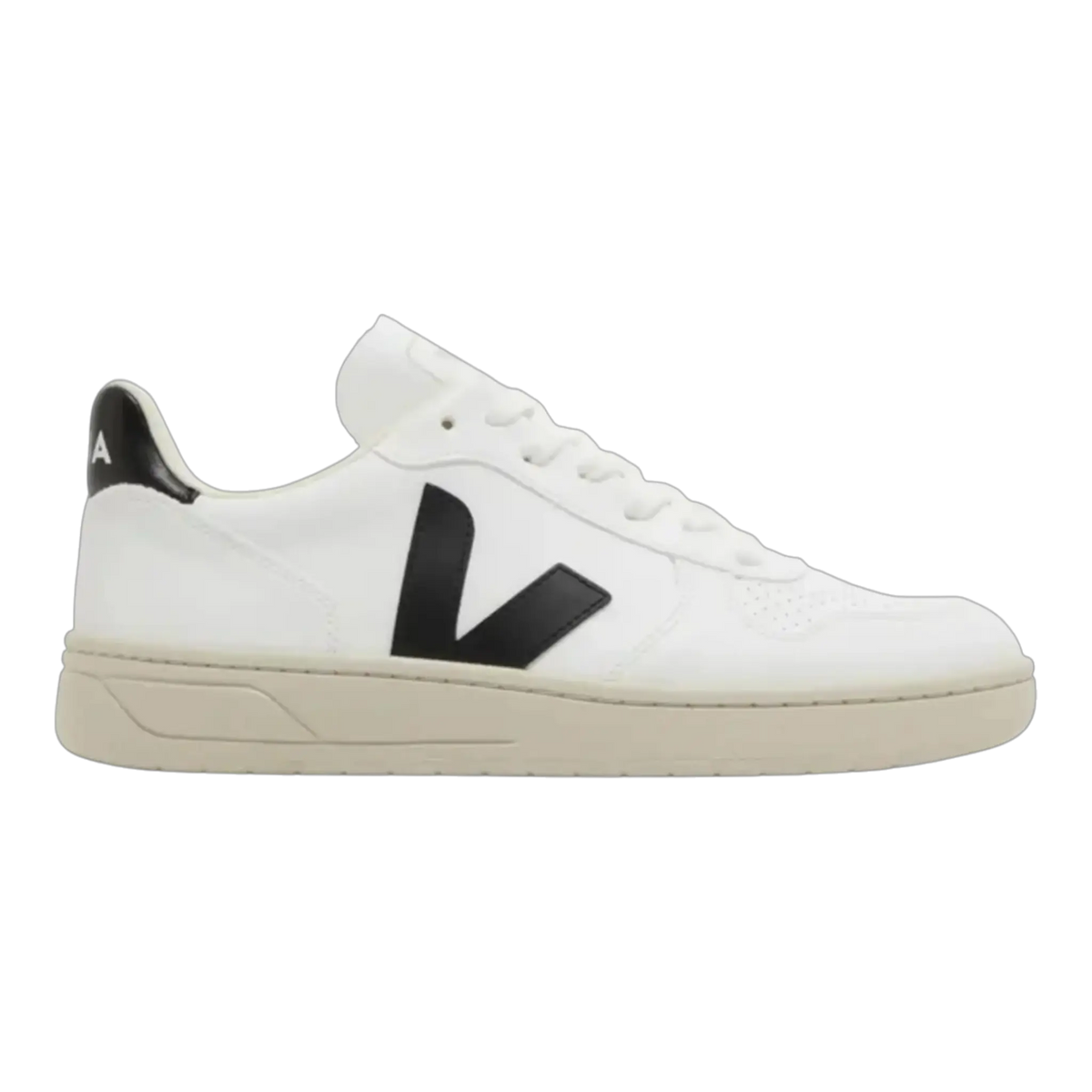 Veja V-10 Men's Sneakers — White/Black Leather – product view 1
