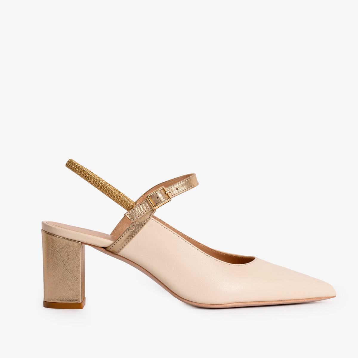 Vinci Leather The Pompei Cream Leather Slingback Women Sandal – product view 1
