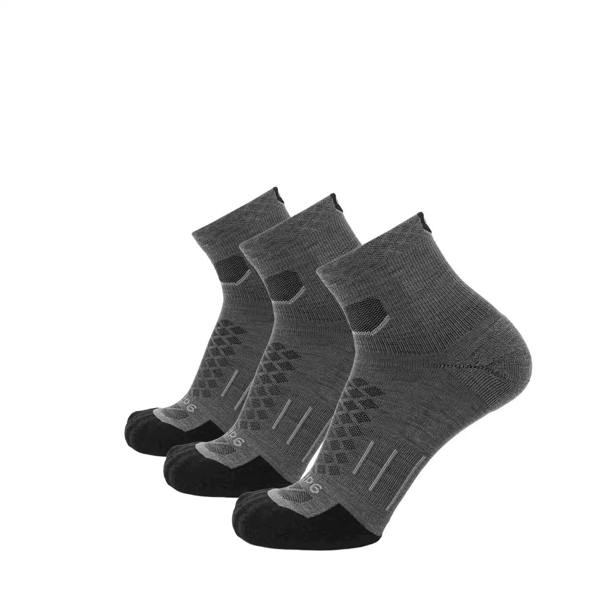 3 Pack Tarmac - Run 1/4 Crew Lightweight Merino Wool Sock