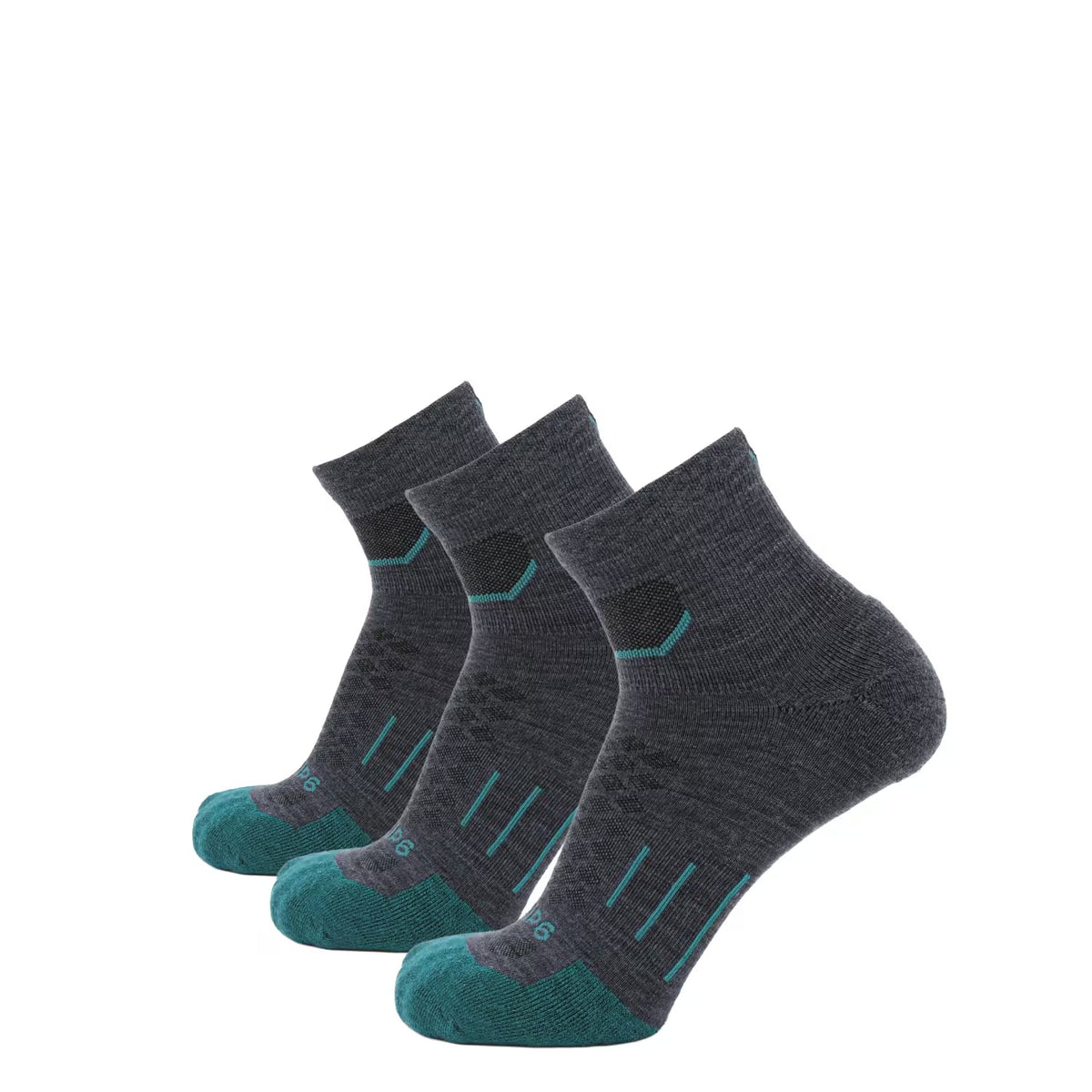 3 Pack Wave - Run 1/4 Crew Lightweight Merino Wool Sock