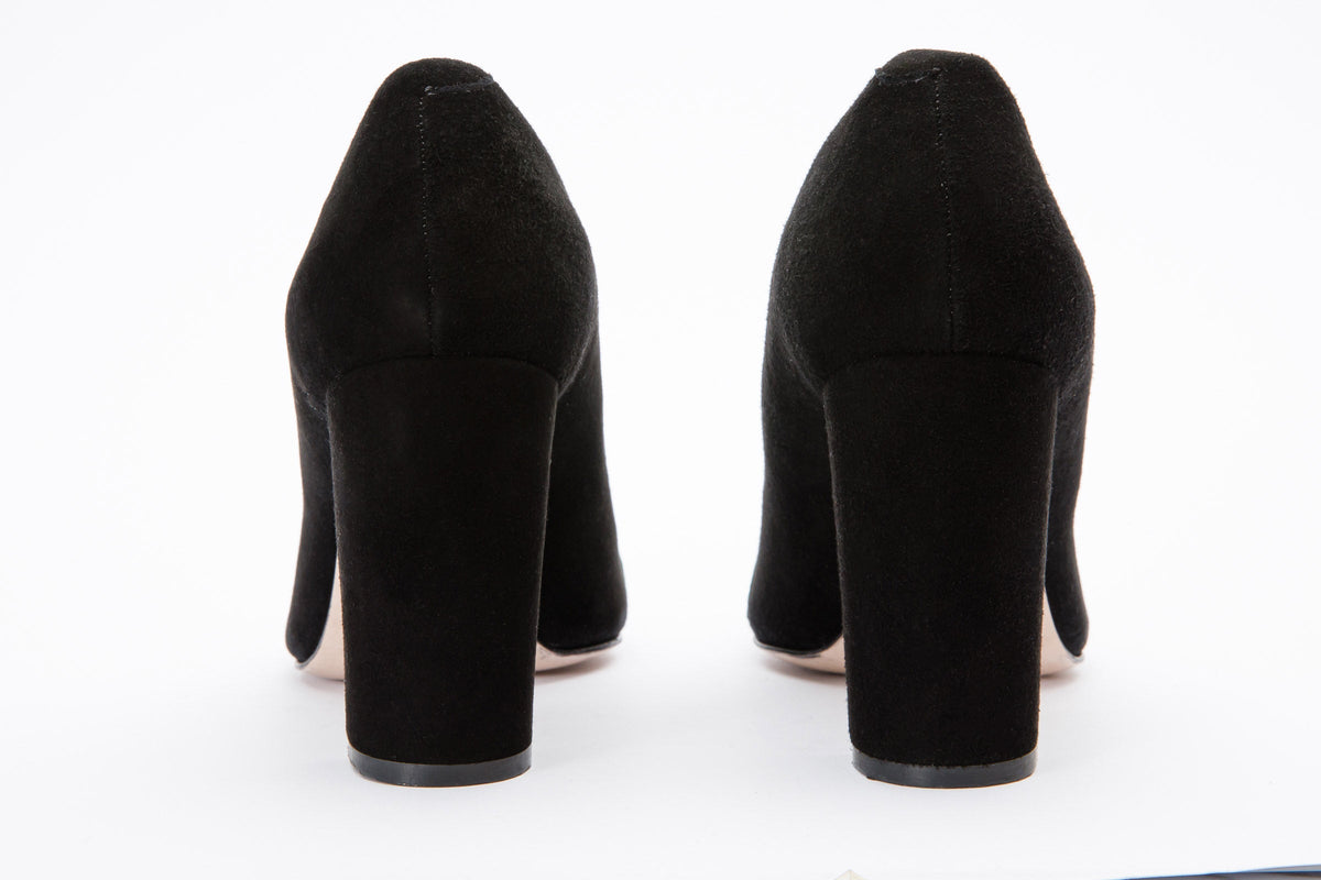 Vinci Leather The Afega Black Suede Leather Block Heel Pump Women Shoe – product view 3